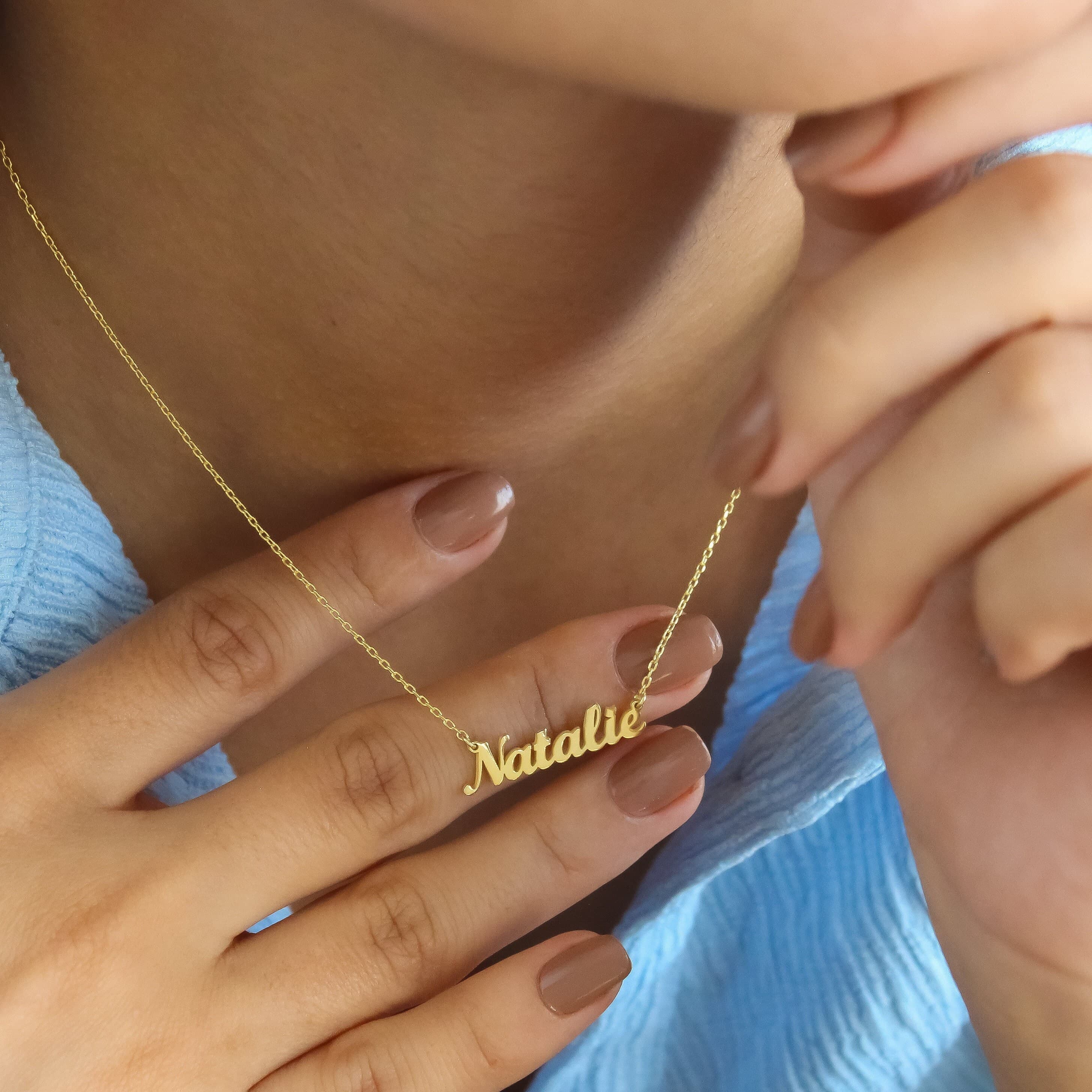 14K Solid Gold Name Necklace,Custom Name Necklace,Personalized Name Necklace,Dainty Necklace,Gift For Her,Christmas Gifts