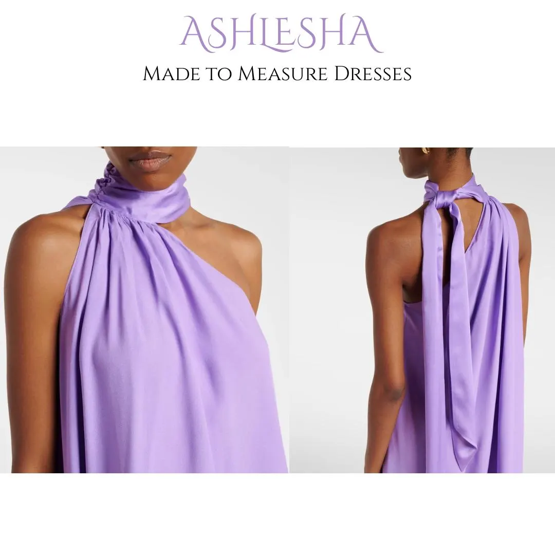 Custom Couture - One Shoulder Dress with attached Scarf ~ Minimal, Classic, Elegant, Wedding Guest, Bridal - ANY Shade of your choice - image 4