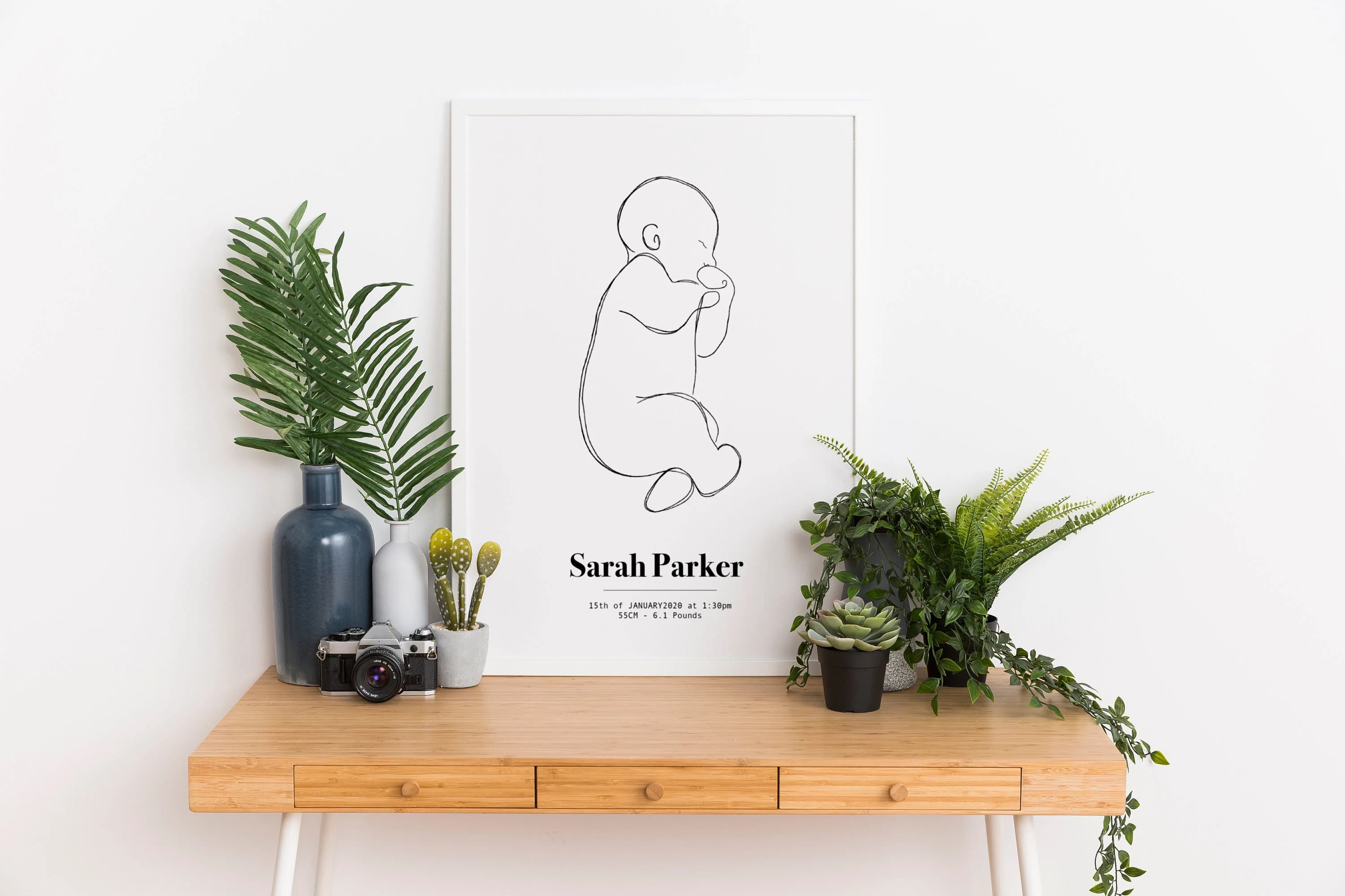 Customise Newborn Baby, Illustration Line, Drawing, Baby, Nursery, room, Art - image 3