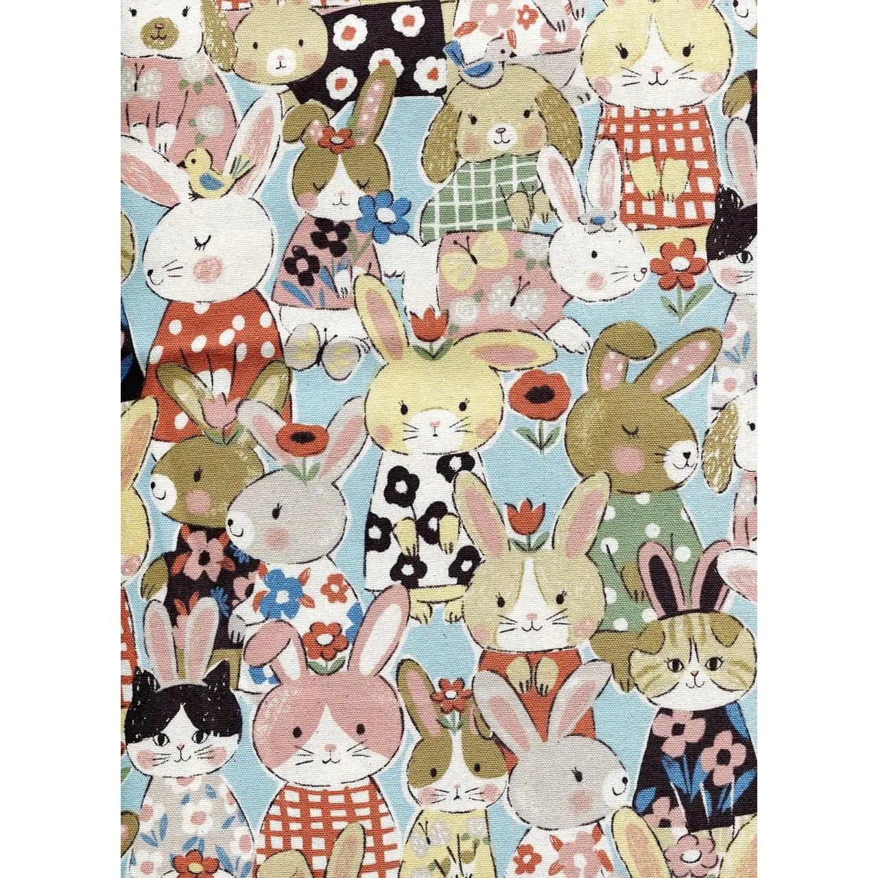 Japanese Fabric - Kokka - Powerful Animals - Bunnies - Oxford - image 3