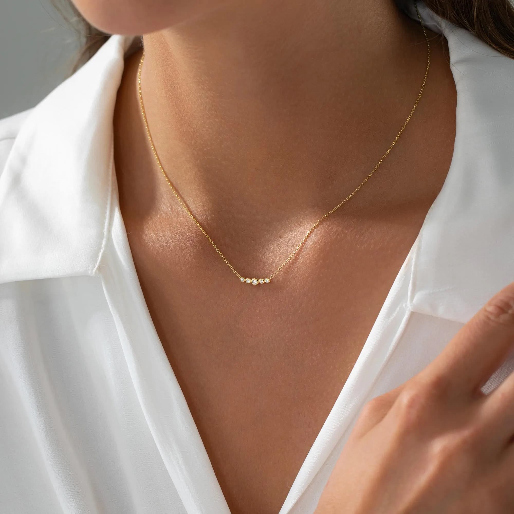 Dainty Minimalist Necklace, Tiny Gold Necklace, Dainty Gold Necklace, Mothers necklace, 14k solid gold necklace, Wedding Jewelry - image 5