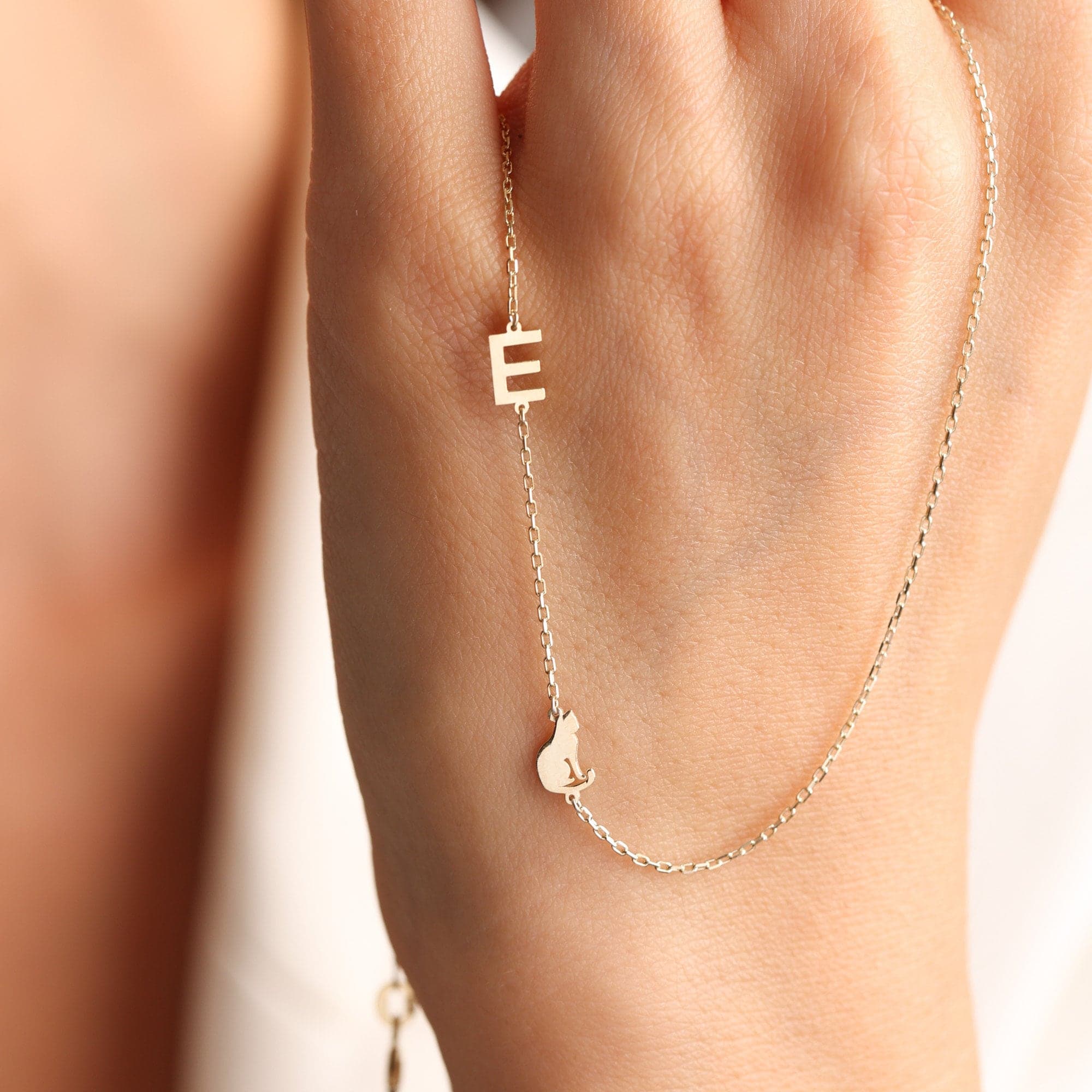 Cat Necklace, Personalized Cat Initial Necklace, Pet Memorial Jewelry, Necklace with Cat Symbol, Mother days gift, Cat Necklace - image 2