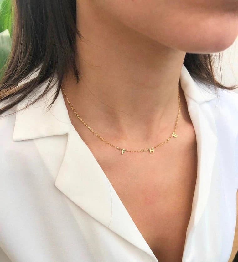 Gold Initial Necklace , Initial Necklace , Personalized Jewelry ,Letter Necklace, Personalized Gifts , Mother days gift , Gift for mother - image 3