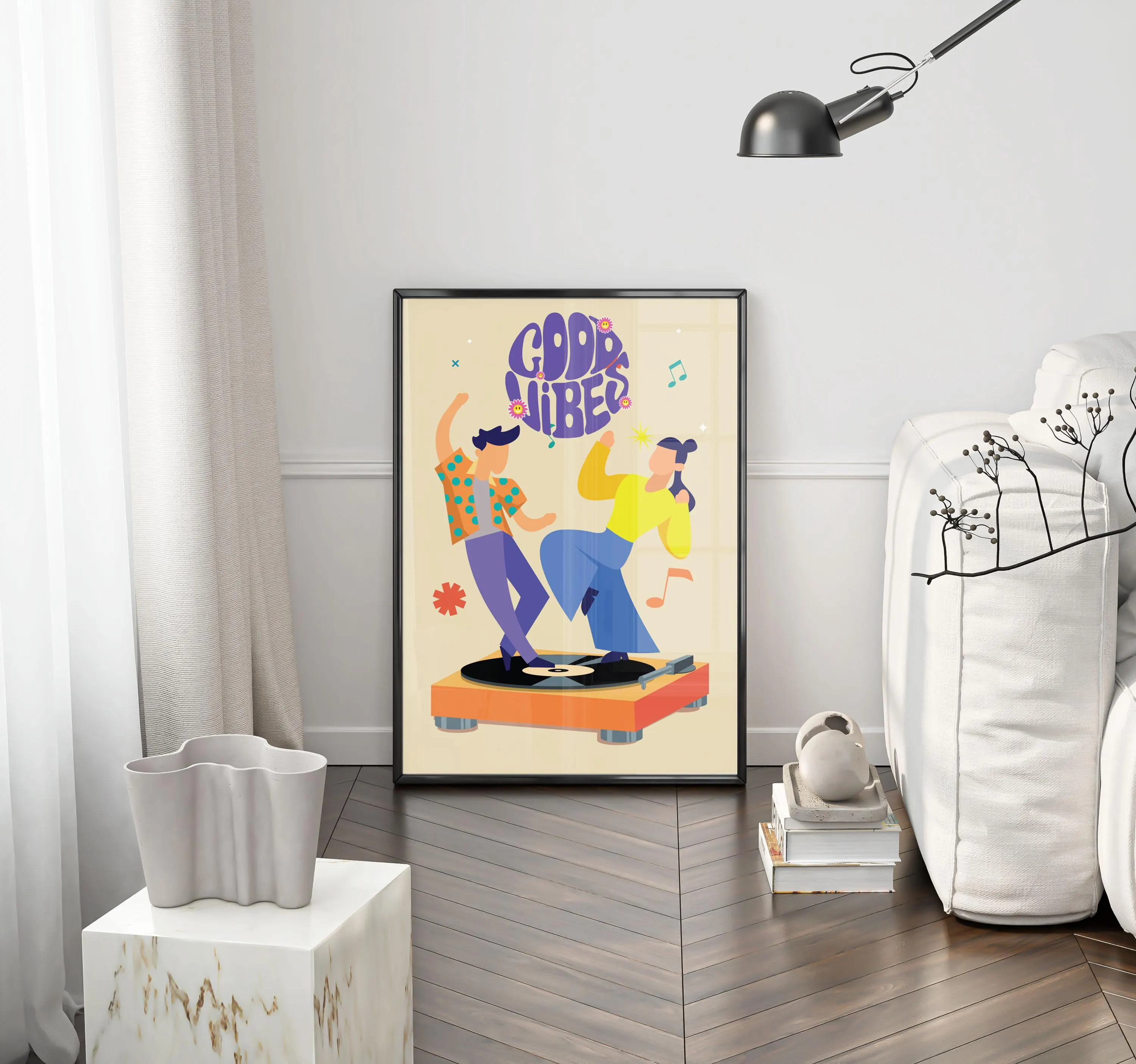 Good Vibes Music Print – Retro Dancing Illustration Wall Art - Funky Retro Poster - Tintzy - image 3