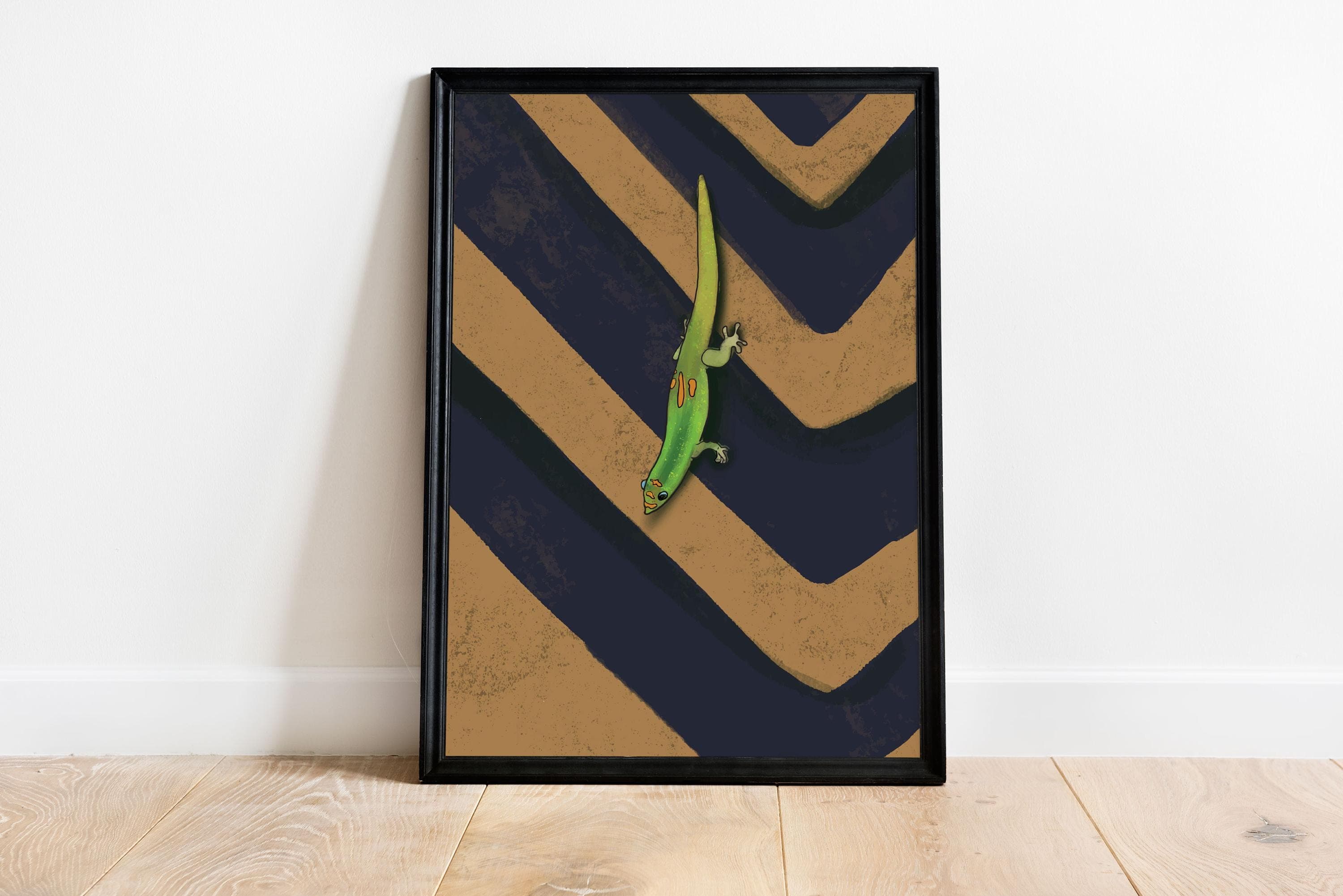 Lizard Art Poster – Reptile Portrait Poster - Gecko Wall Decor - Contemporary Abstract Animal Art - Tintzy