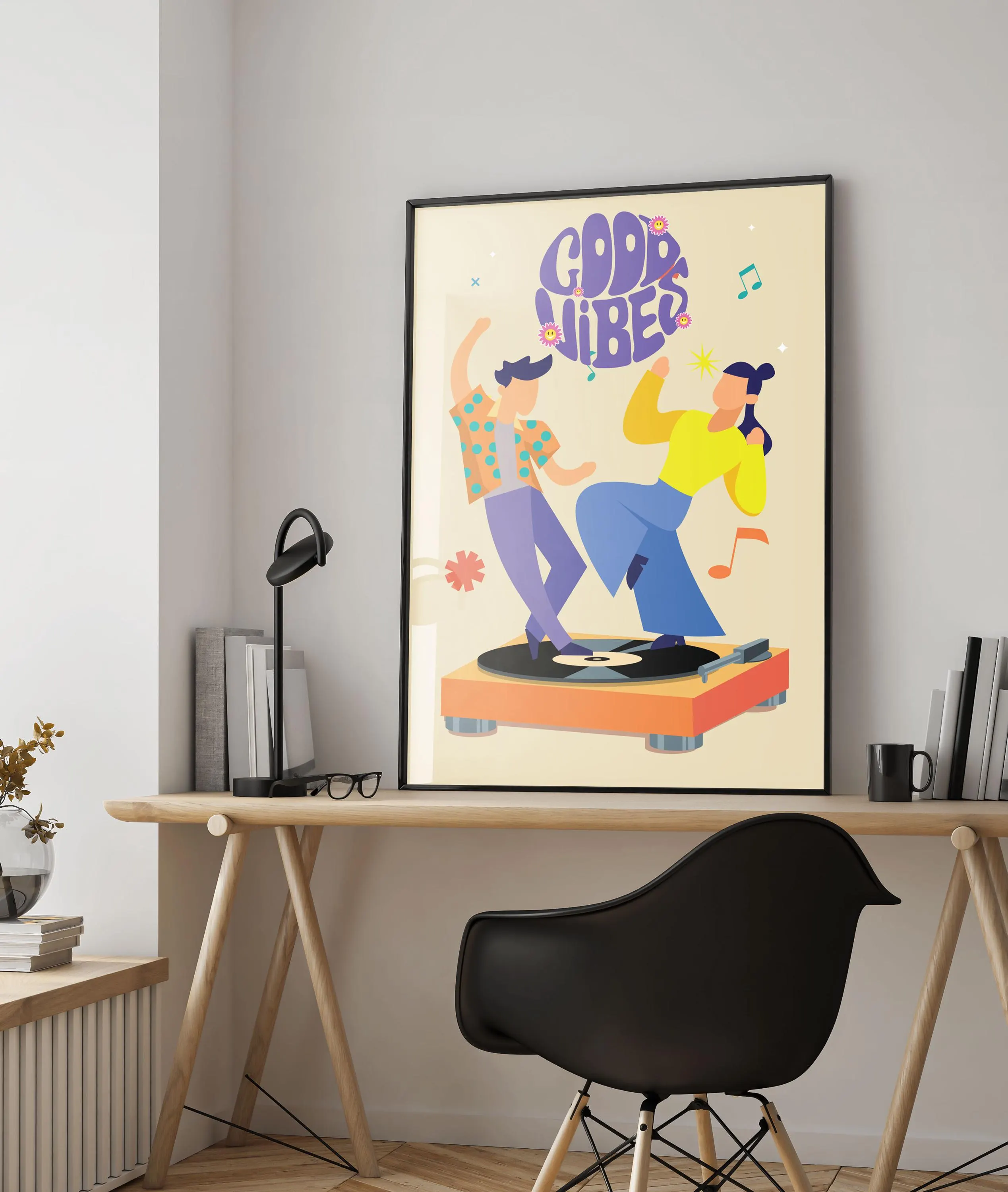 Good Vibes Music Print – Retro Dancing Illustration Wall Art - Funky Retro Poster - Tintzy - image 5