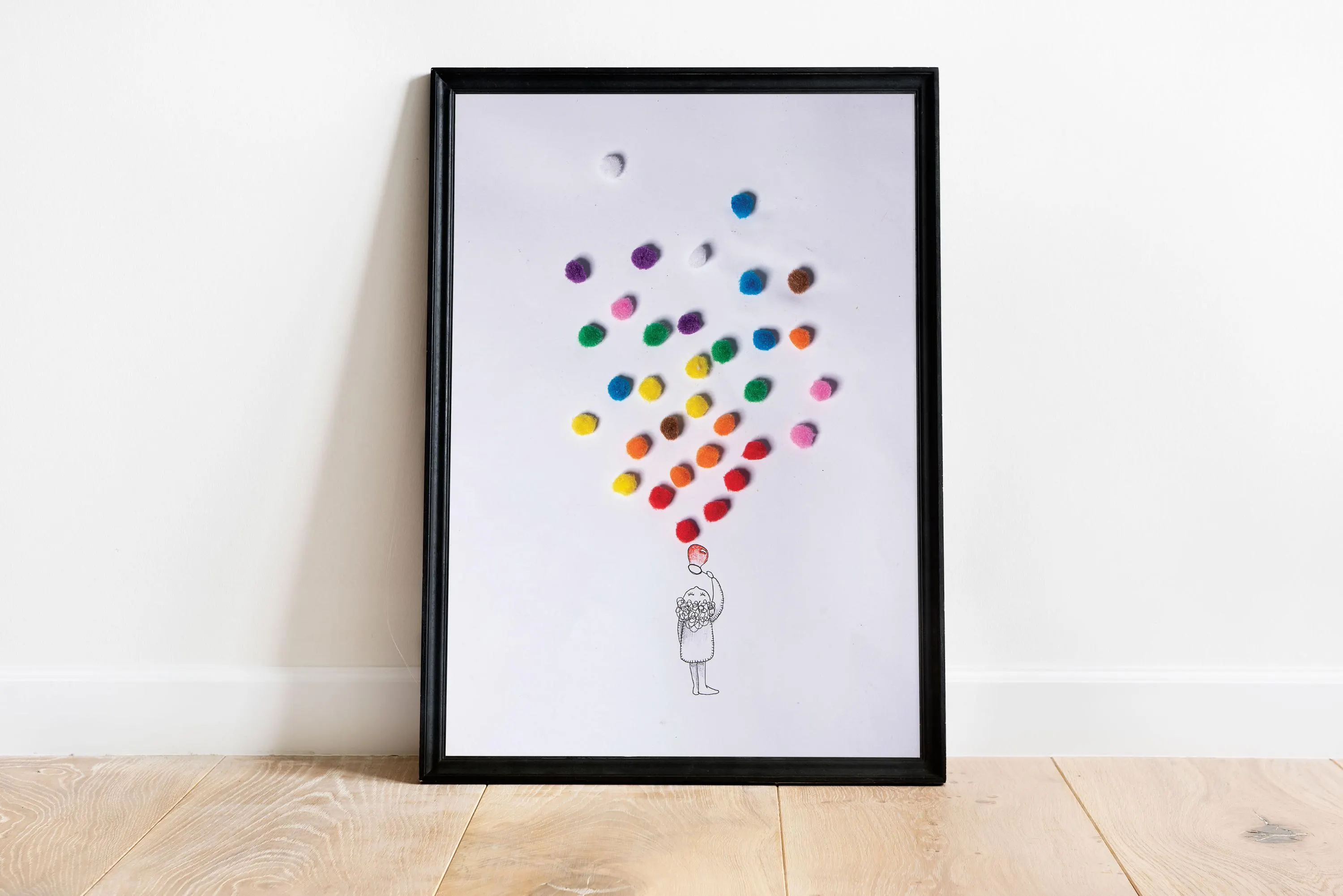 Blowing Bubbles Doodle Art Print | Playful Mixed Media Wall Decor - Tintzy