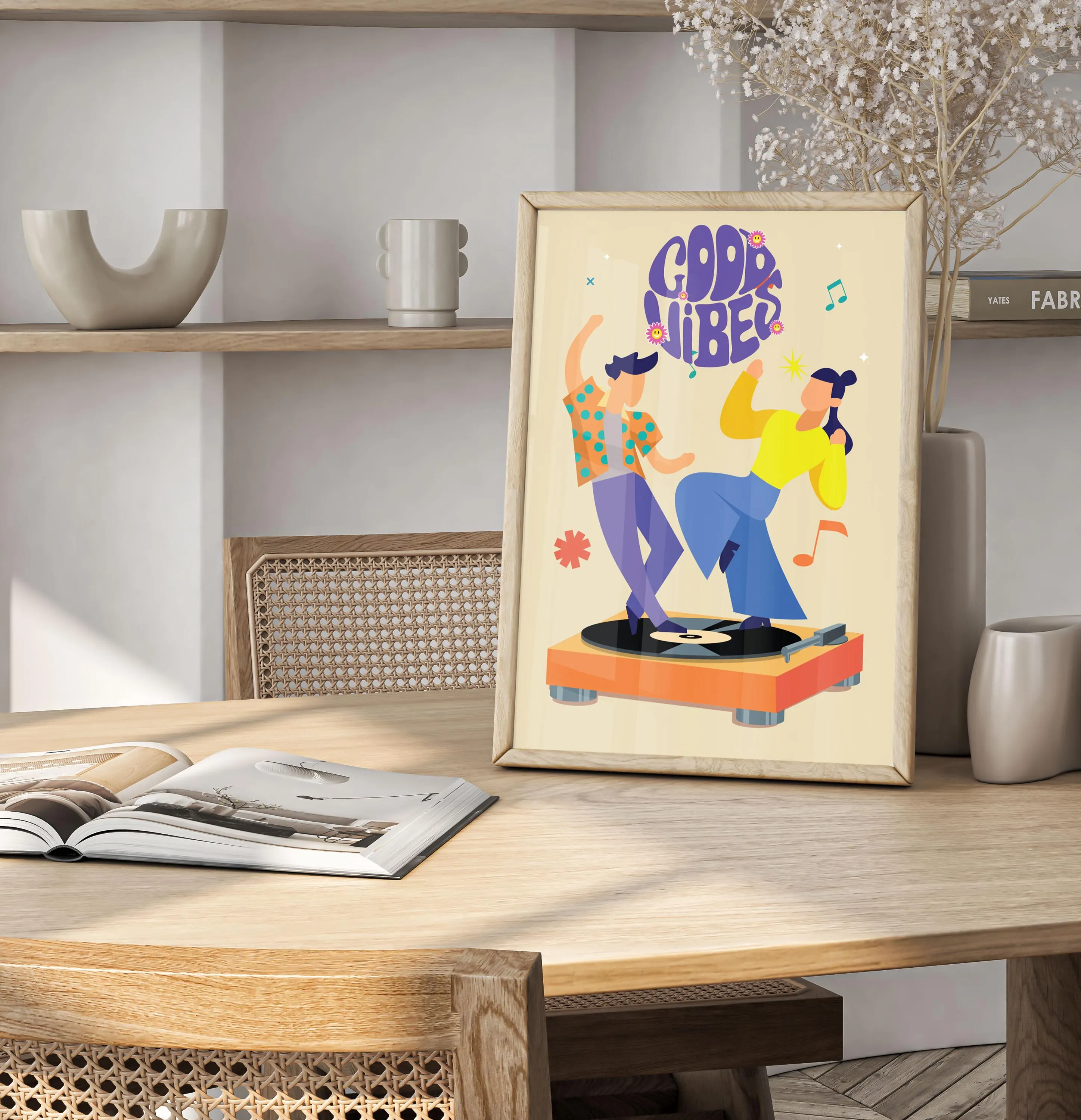 Good Vibes Music Print – Retro Dancing Illustration Wall Art - Funky Retro Poster - Tintzy - image 4