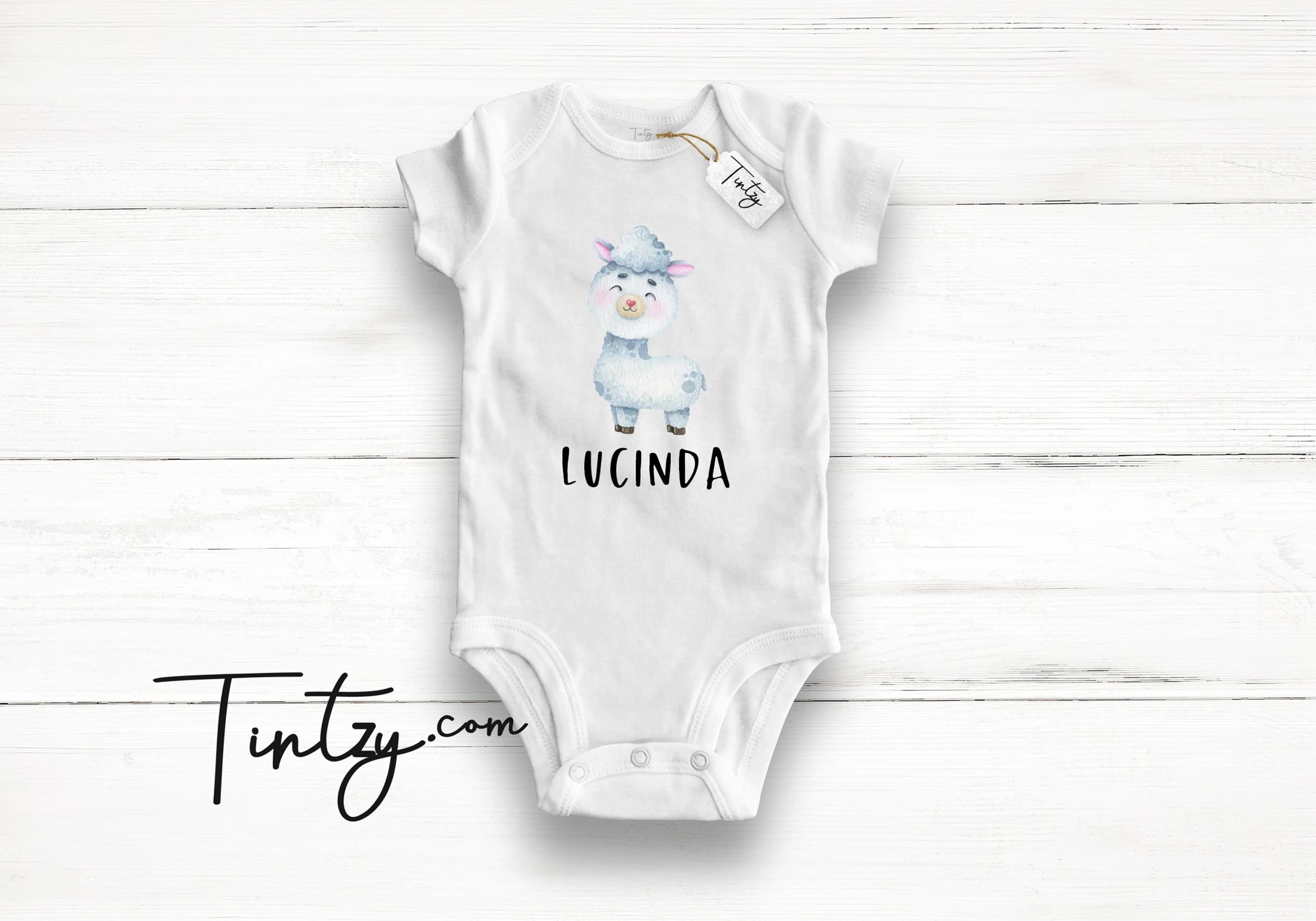 Alpaca Baby Grow , Organic Baby Gift , Personalised Baby Romper , Cute Animal Baby Suit , Baby Reveal , Baby Announcement , Llama - Tintzy