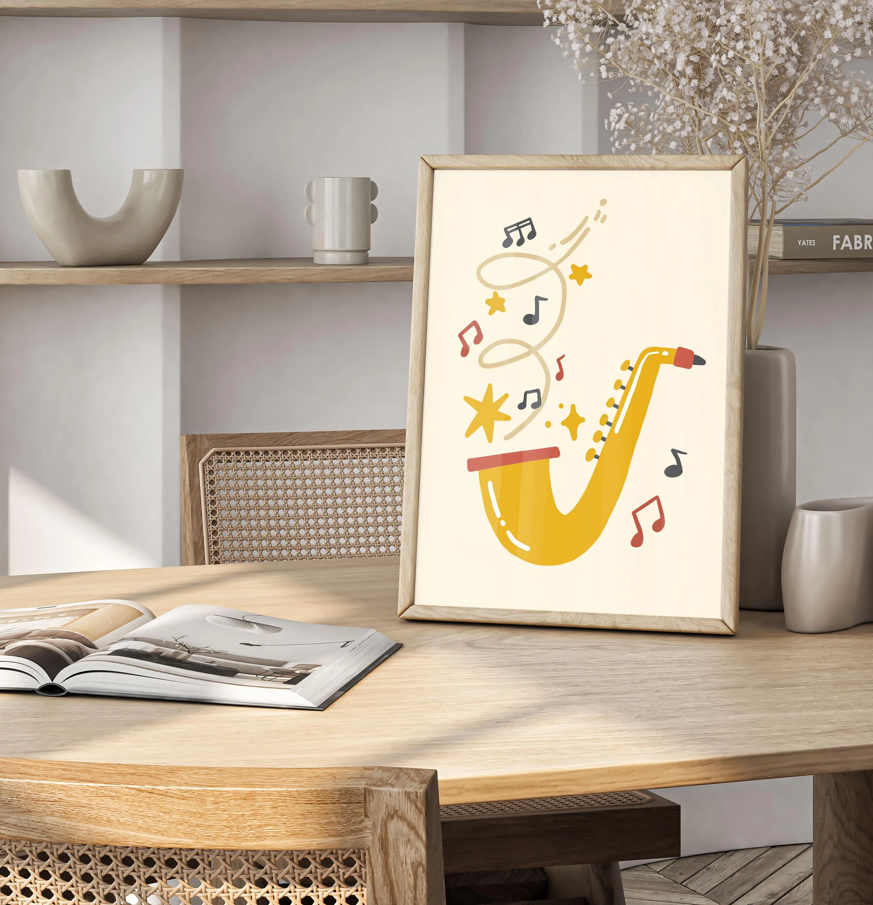 Playful Saxophone Wall Art – Joyful Music Illustration Print - Tintzy - image 2