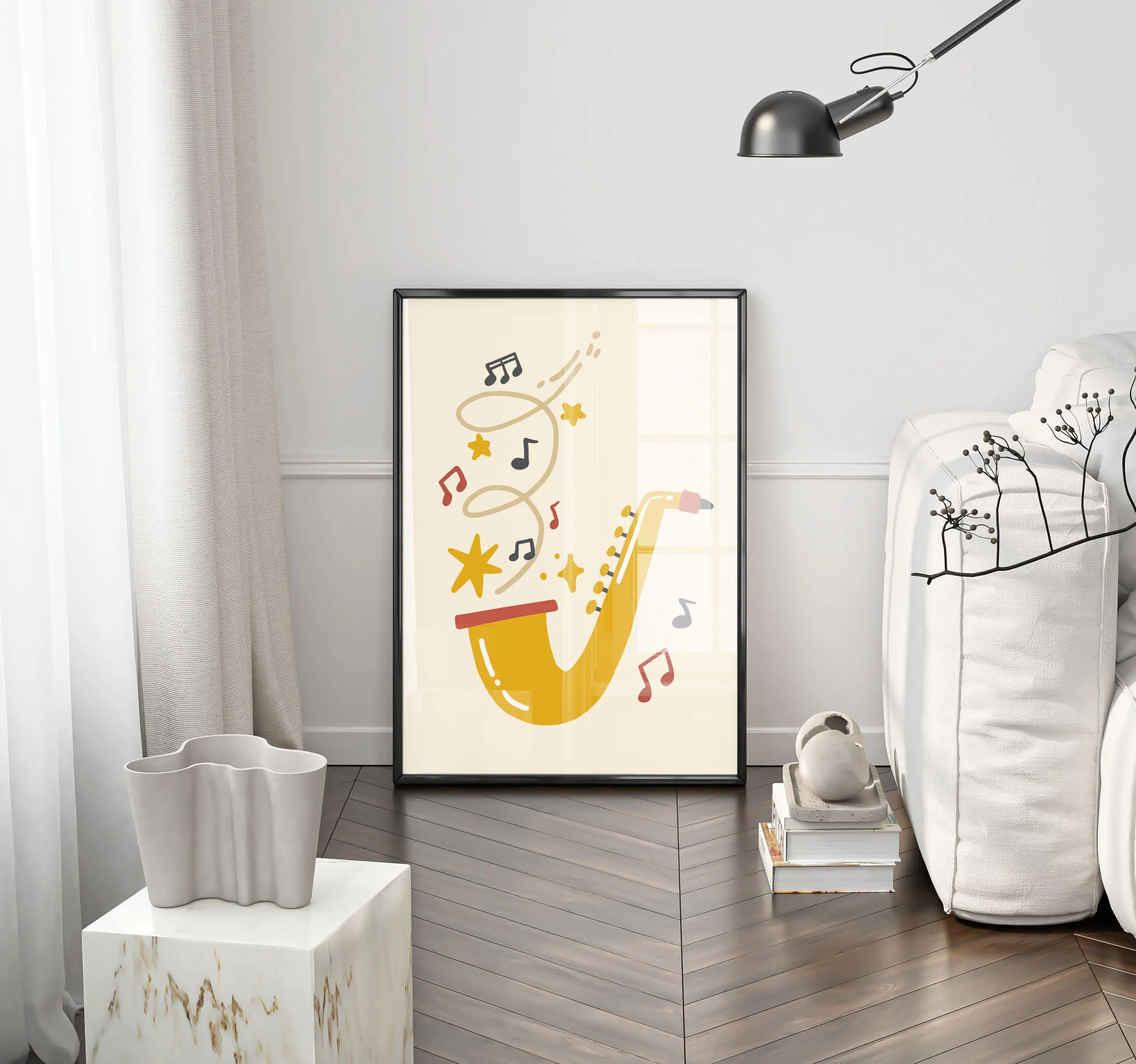 Playful Saxophone Wall Art – Joyful Music Illustration Print - Tintzy - image 3