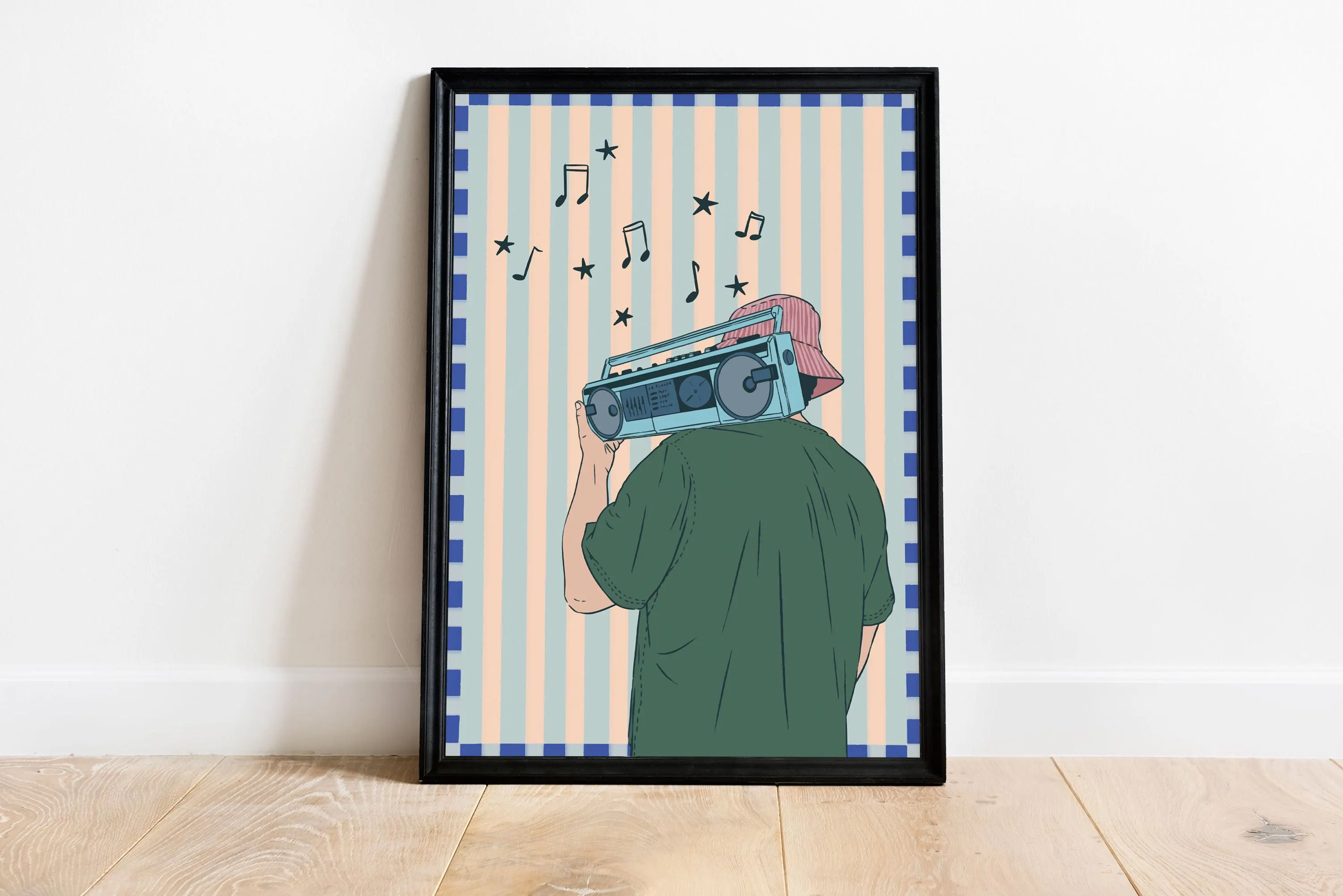Retro Boombox Illustration Wall Art – Music Lover Home Decor Print - Tintzy