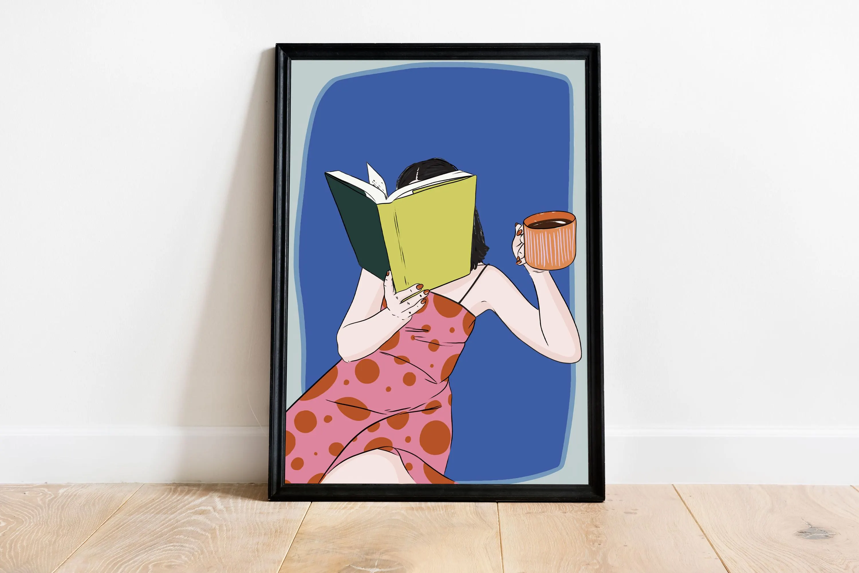 Coffee & Chapters – Cozy Reading Art Print - Reading Library Poster - Tintzy