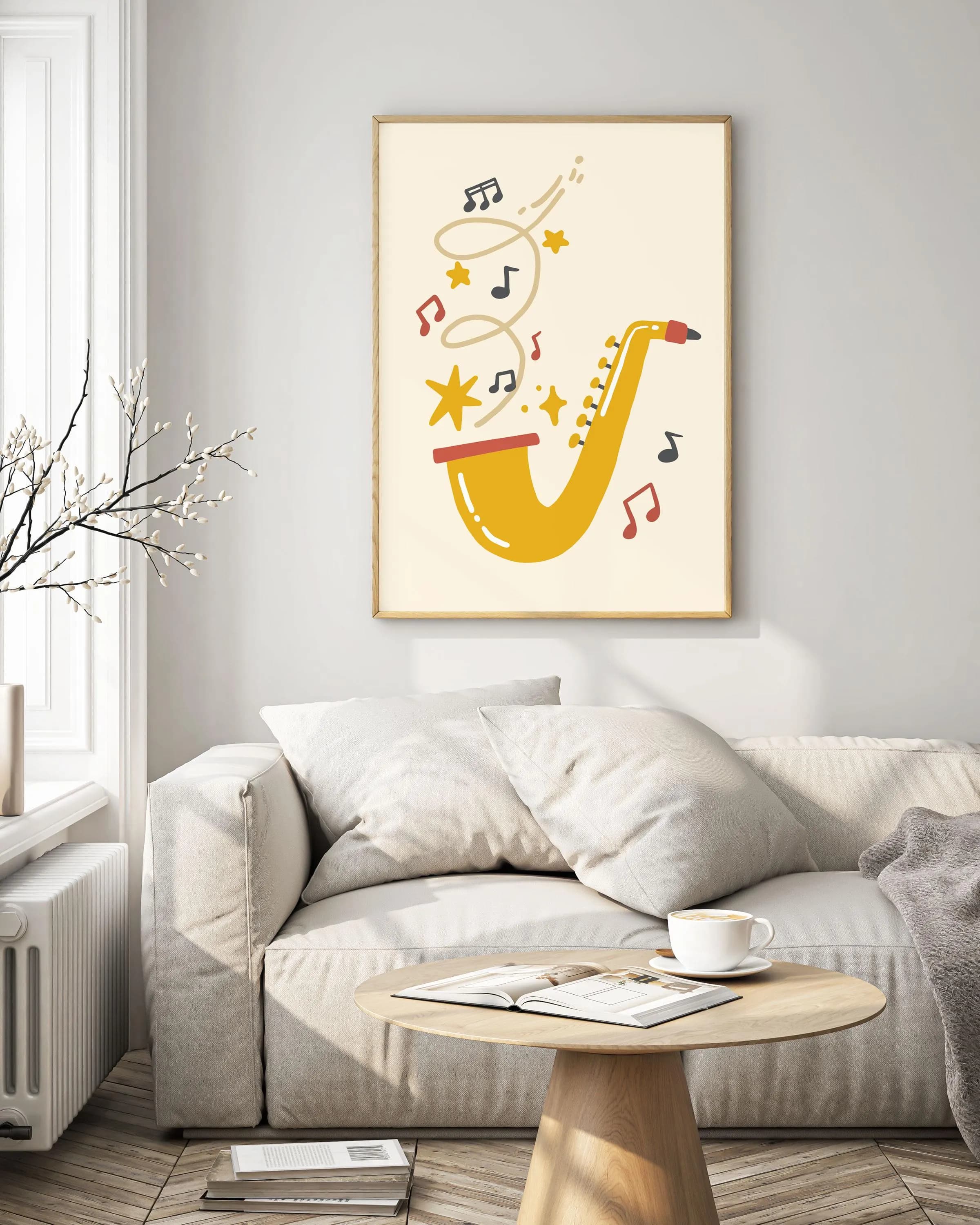 Playful Saxophone Wall Art – Joyful Music Illustration Print - Tintzy - image 4