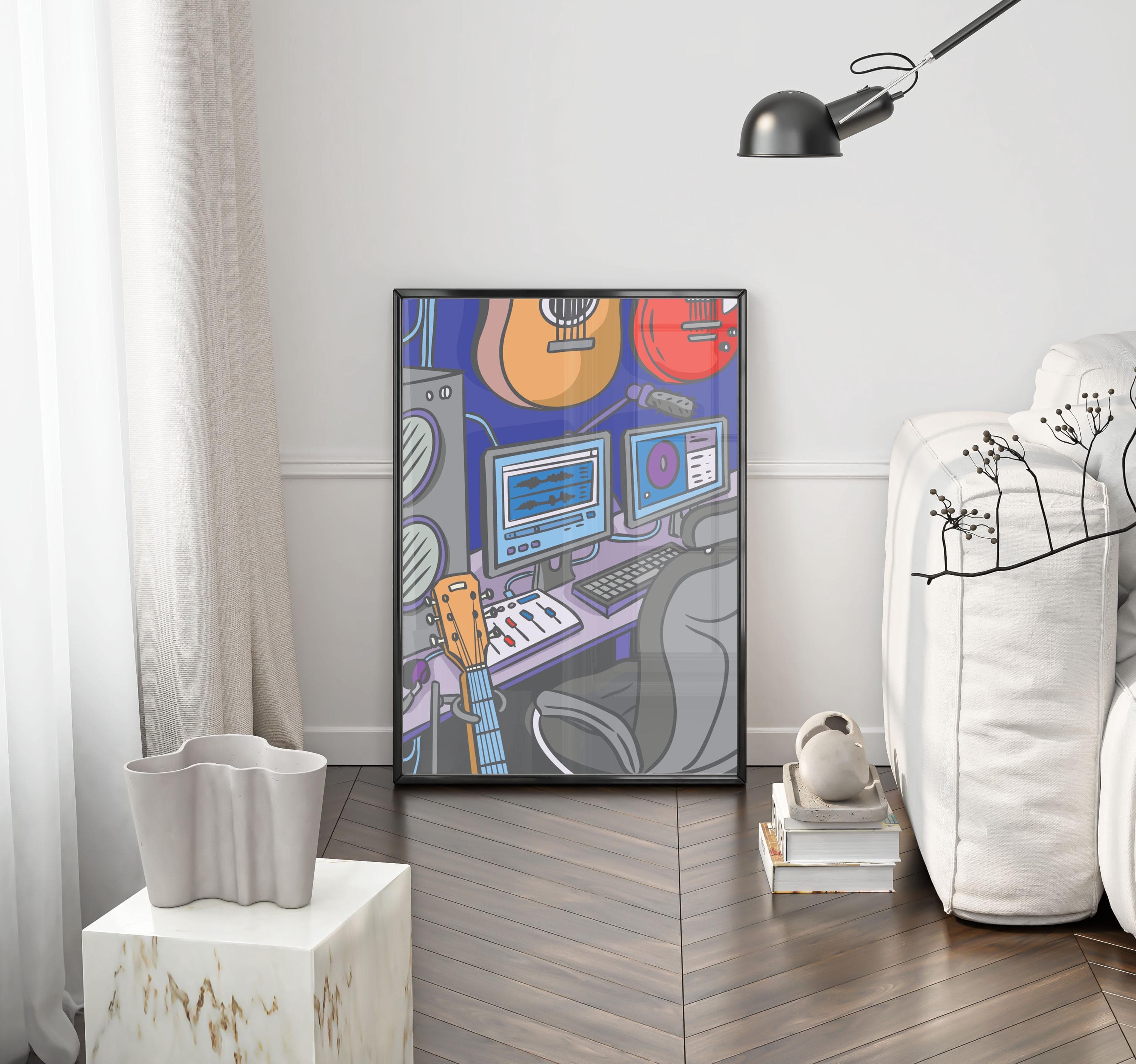 Music Studio Wall Art - Music Producer Poster - Modern Illustration Print - Tintzy - image 3