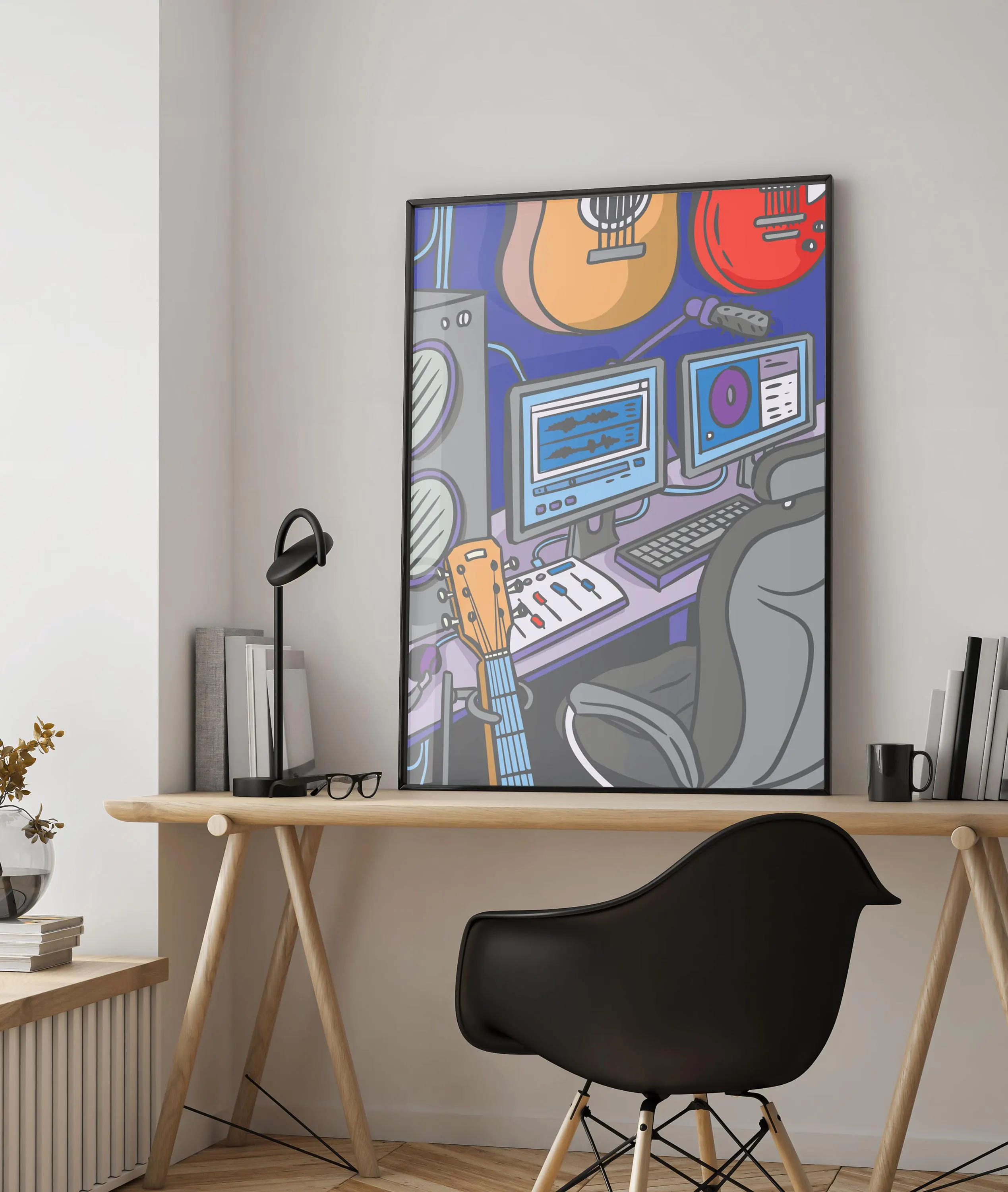 Music Studio Wall Art - Music Producer Poster - Modern Illustration Print - Tintzy - image 5