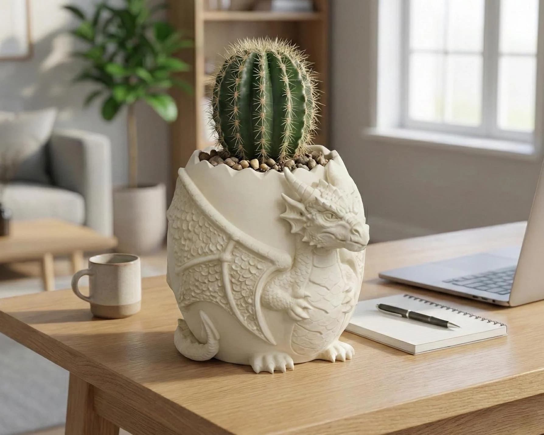 Dragon Egg Planter | Sculpted Creature Desk Decor | Easter Celebration| Cactus Pot Gift for Fantasy Lovers