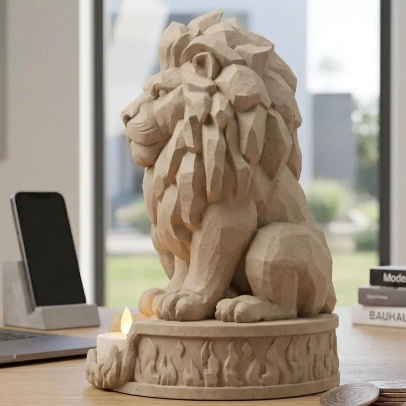 Lion Statue Candle Holder, 3D Printed Tealight Holder, Modern Lion Sculpture, Stone Home Decor, Leo Zodiac Gift, Desk Decor - image 5