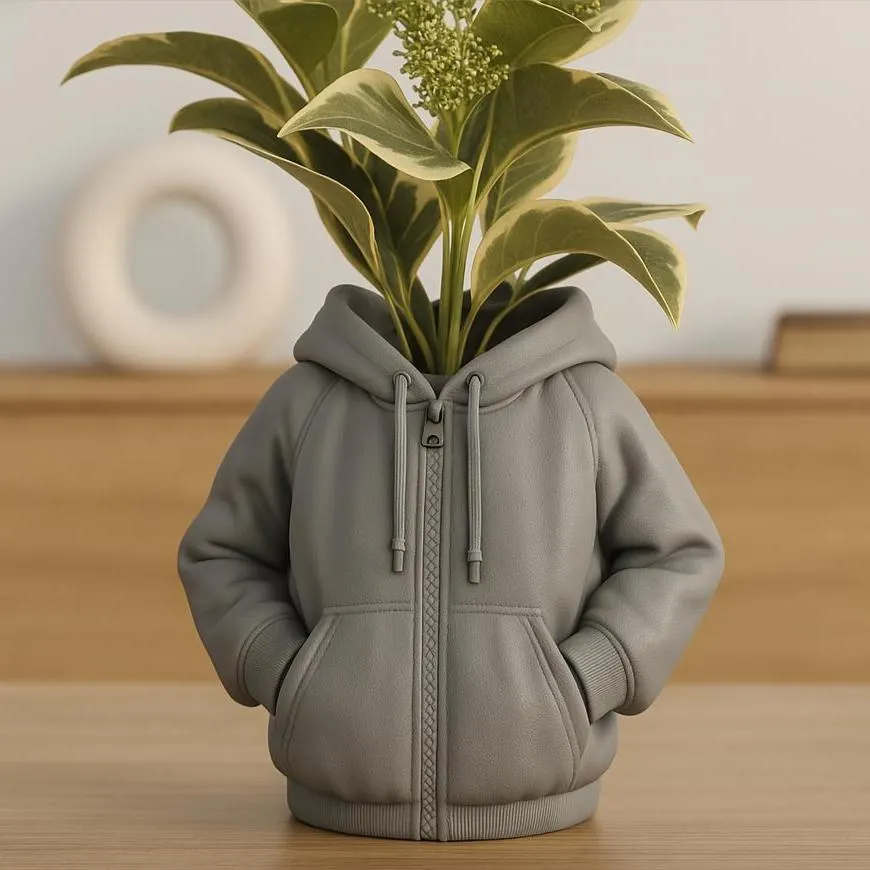 Hoodie Vase, Streetwear Planter, 3D Printed Unique Succulent Pot, Urban Home Decor, Trendy Flower Pot, Gift for Him, Modern Desk Accessory
