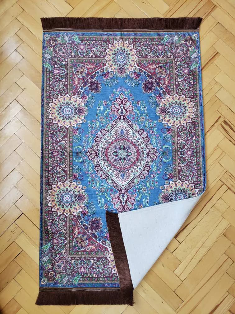 Father's Day Islamic Gift, Prayer Rug,Janamaz, High Quality, Unique Islamic Gift,Lux Chenille Sejadah Floral Pray Rug,Meditation Rug For Men - image 3