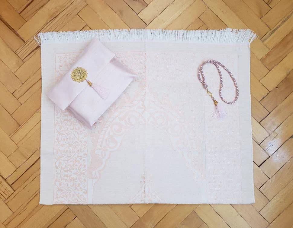 Brown Color Personalized Prayer Mat, Muslim Wedding Gifts, Islamic Gift Set, Islamic Personalized Gifts, Janamaz, Eid Gifts, Gift for Couple - image 4