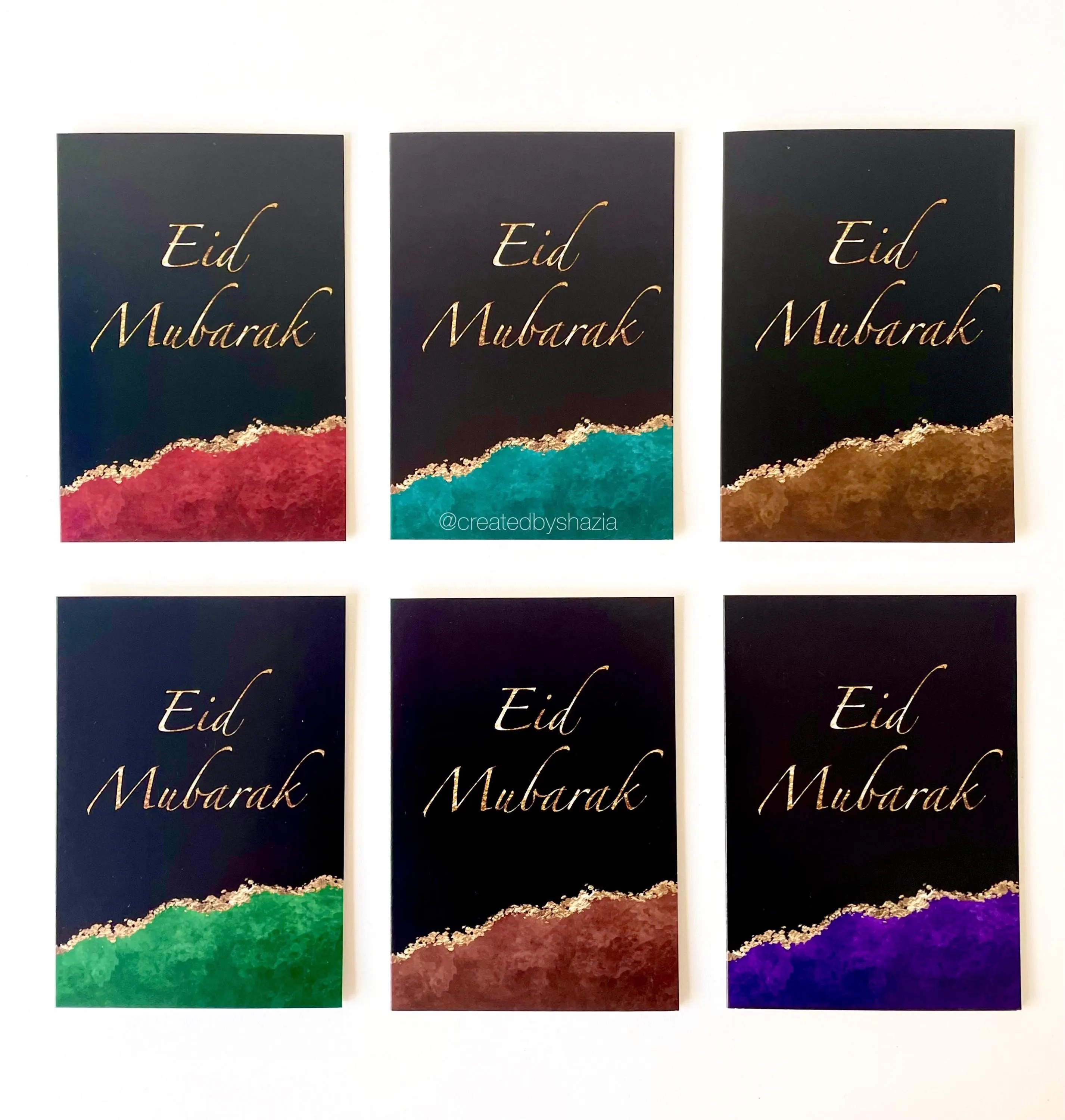 Multipack of 6 Eid Mubarak Cards Black Colour Set, Islamic Card, Eid Greetings Card, Muslim Stationary, Ramadan Gifts - image 3