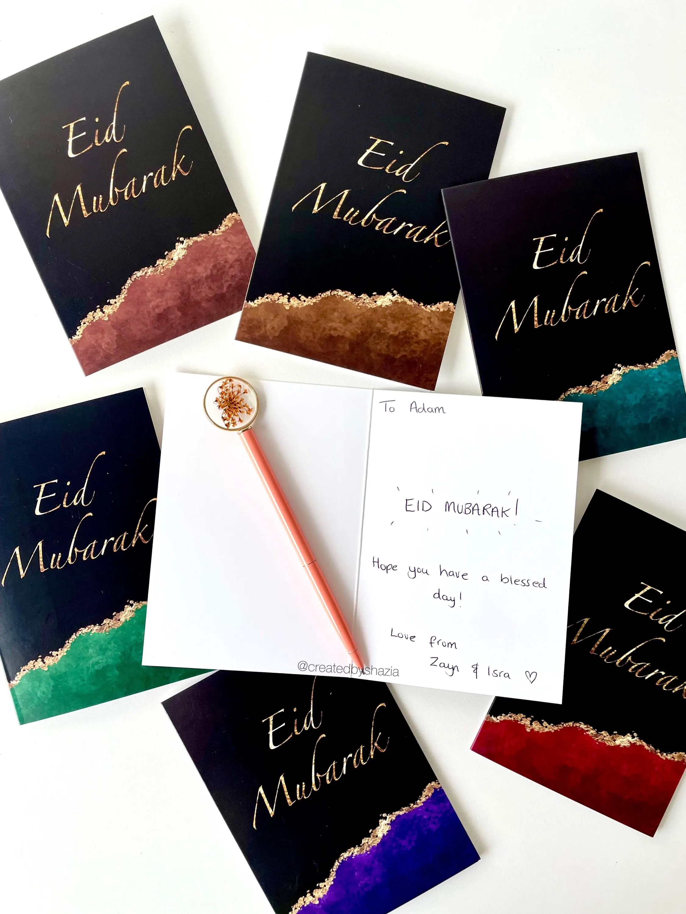 Multipack of 6 Eid Mubarak Cards Black Colour Set, Islamic Card, Eid Greetings Card, Muslim Stationary, Ramadan Gifts - image 4