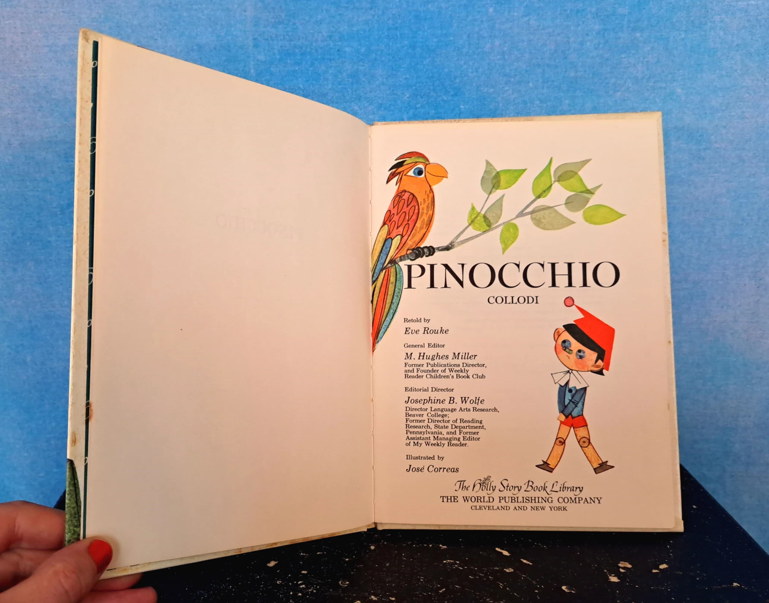 Vintage 1965 Childrens Hardcover Book, Pinnochio, Collodi /Retold by Eve Rouke, Illust by Jose Correas/A Holly Book, First Holly Printing - image 5