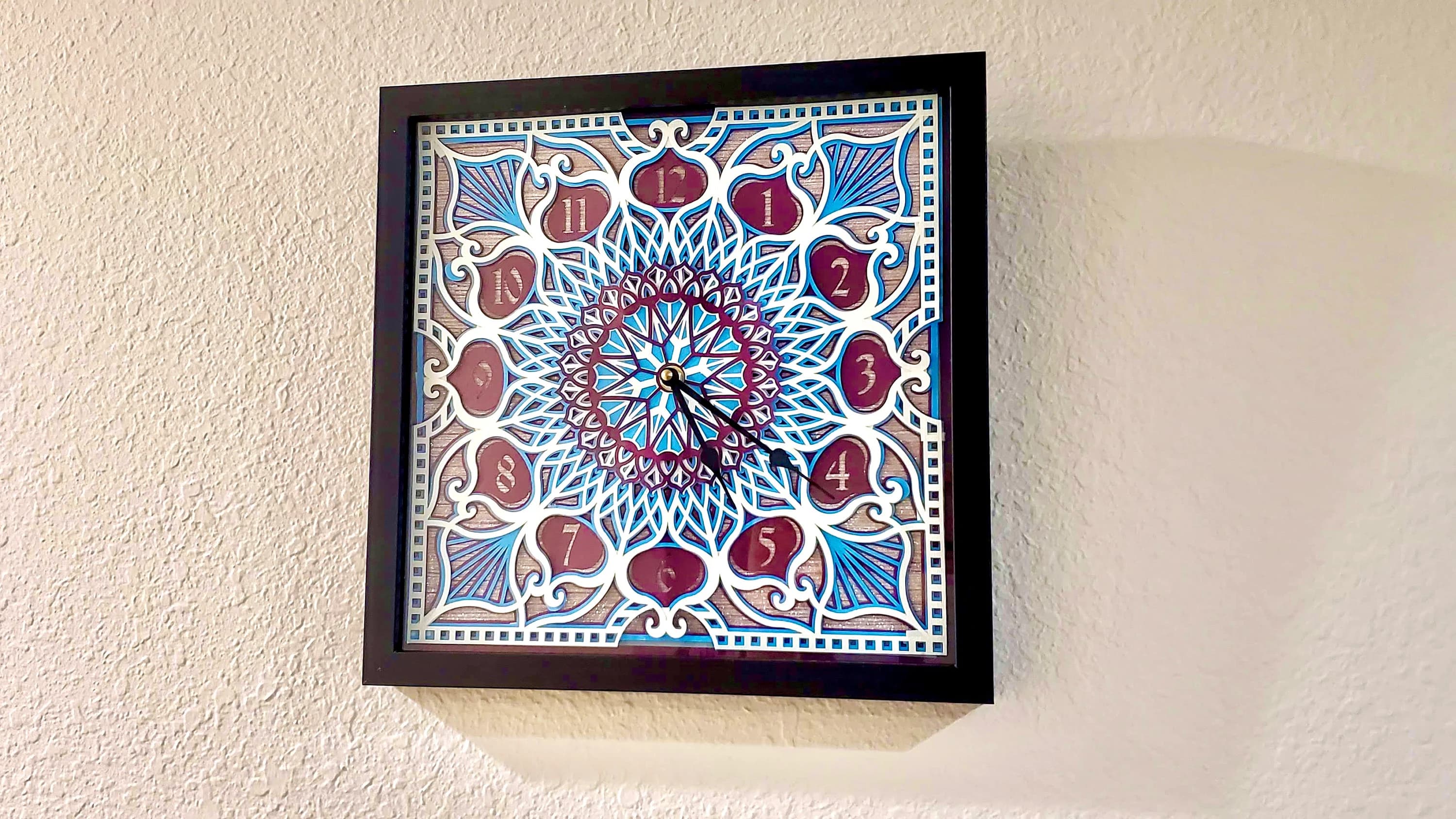 Mandala contemporary wall clock, unique wall décor, modern wall clock, mandala wall art, unique boho wall clock, handmade mandala clock