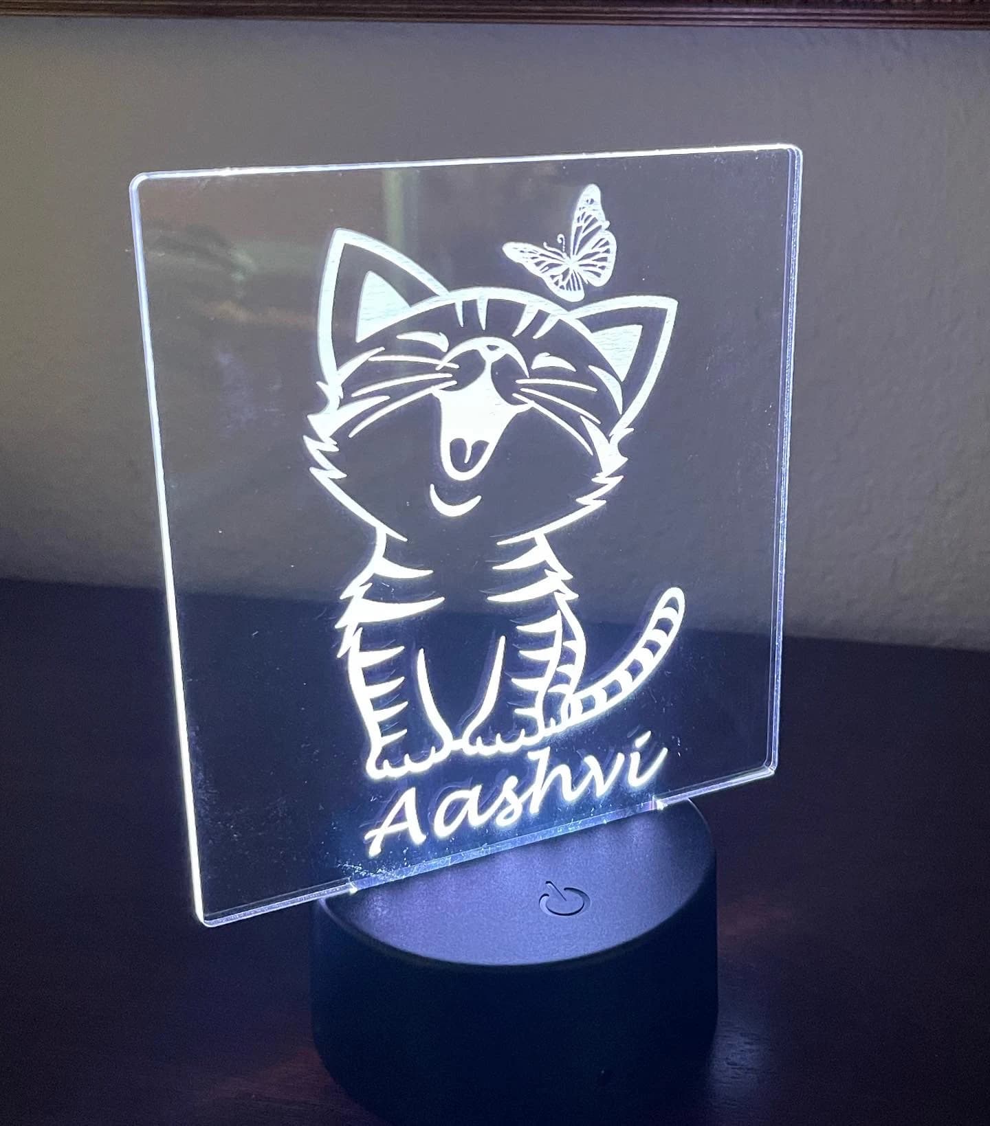 Kitty cat night light, Nursery Room Night Light, Personalized Table Lamp, kids LED night light, Personalized Night Light - image 2