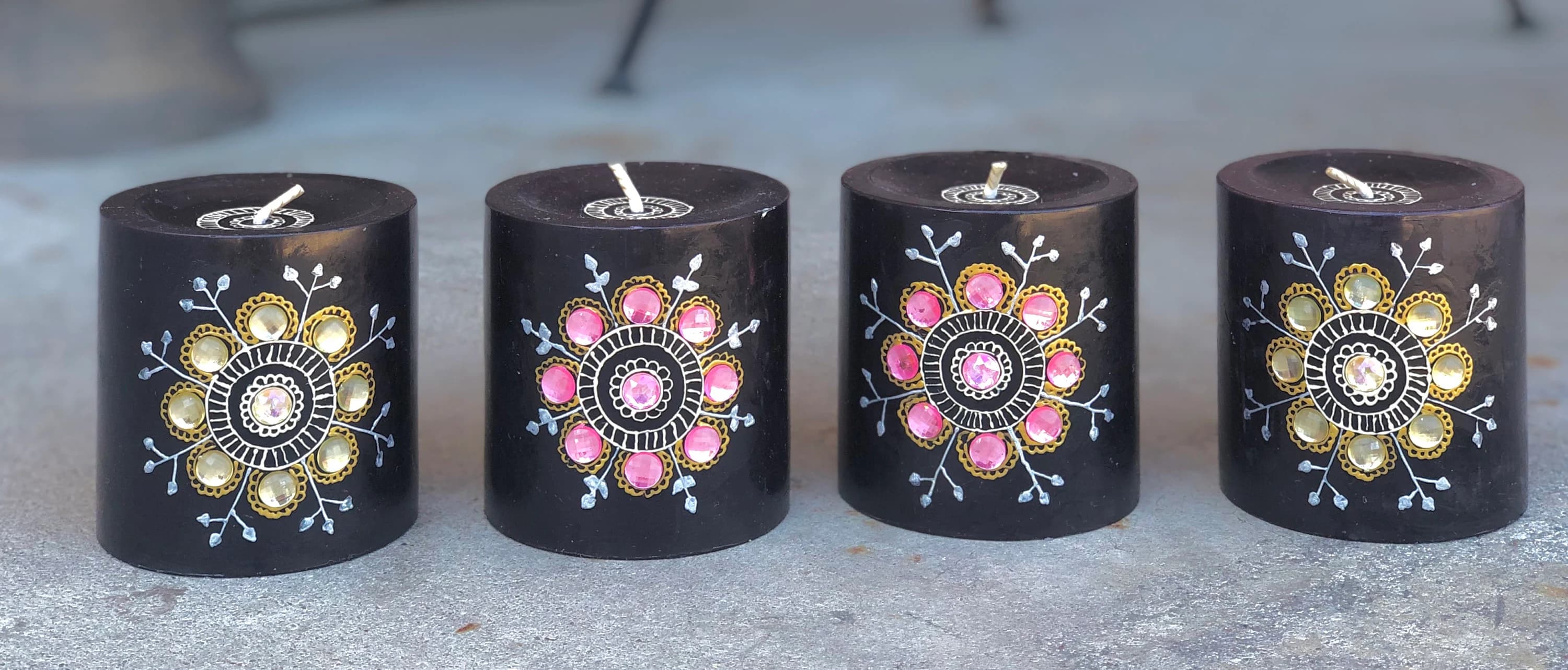 3 piece Pillar candle, henna design, Indian wedding favor, housewarming gift - image 4