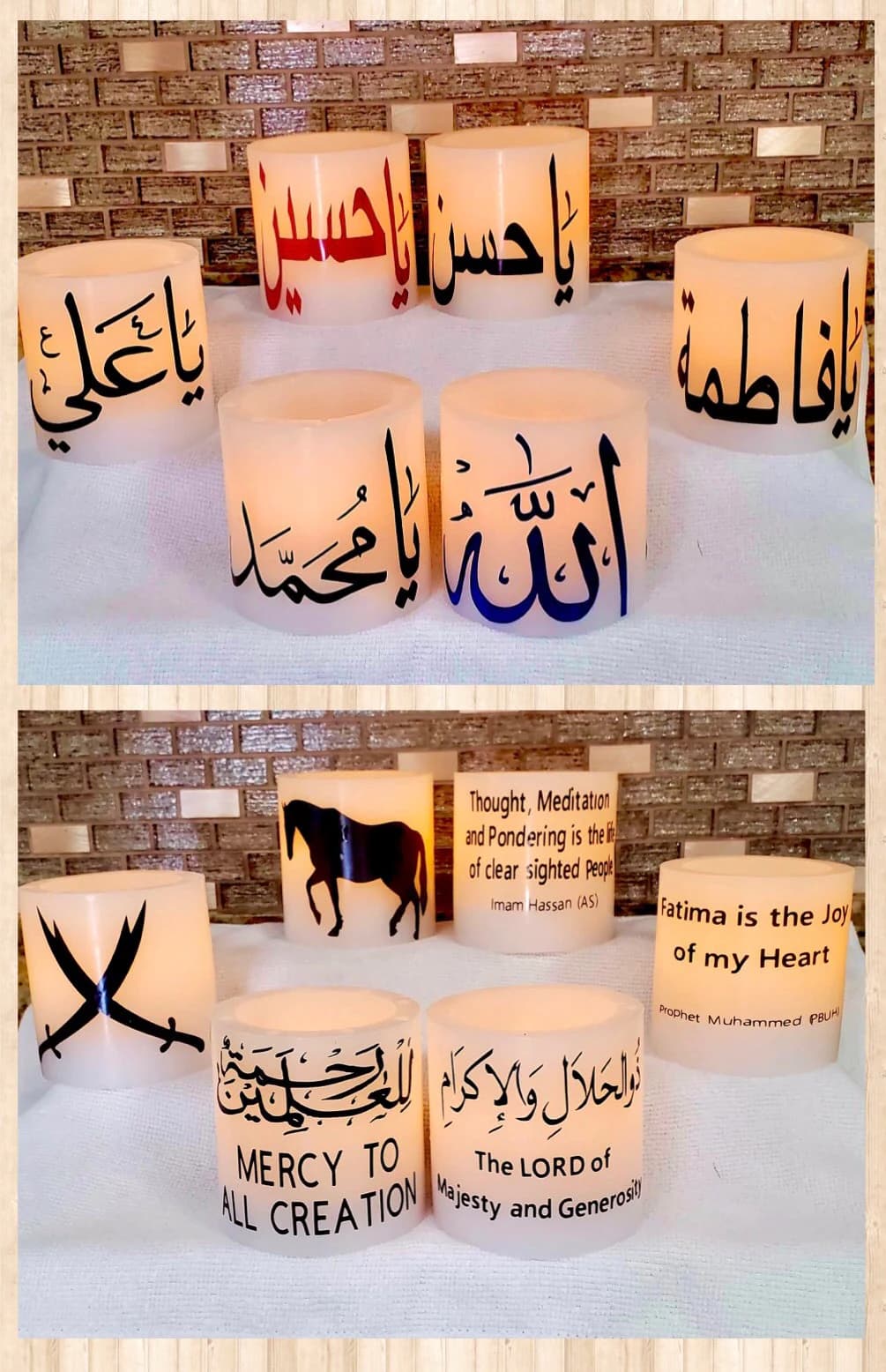6 Panjatan pak LED candles, Islamic home decor, Muharram, moharram, Shia art, Shia Muslim, Islamic gift, azakhana, Imam Hussain, Arabic home