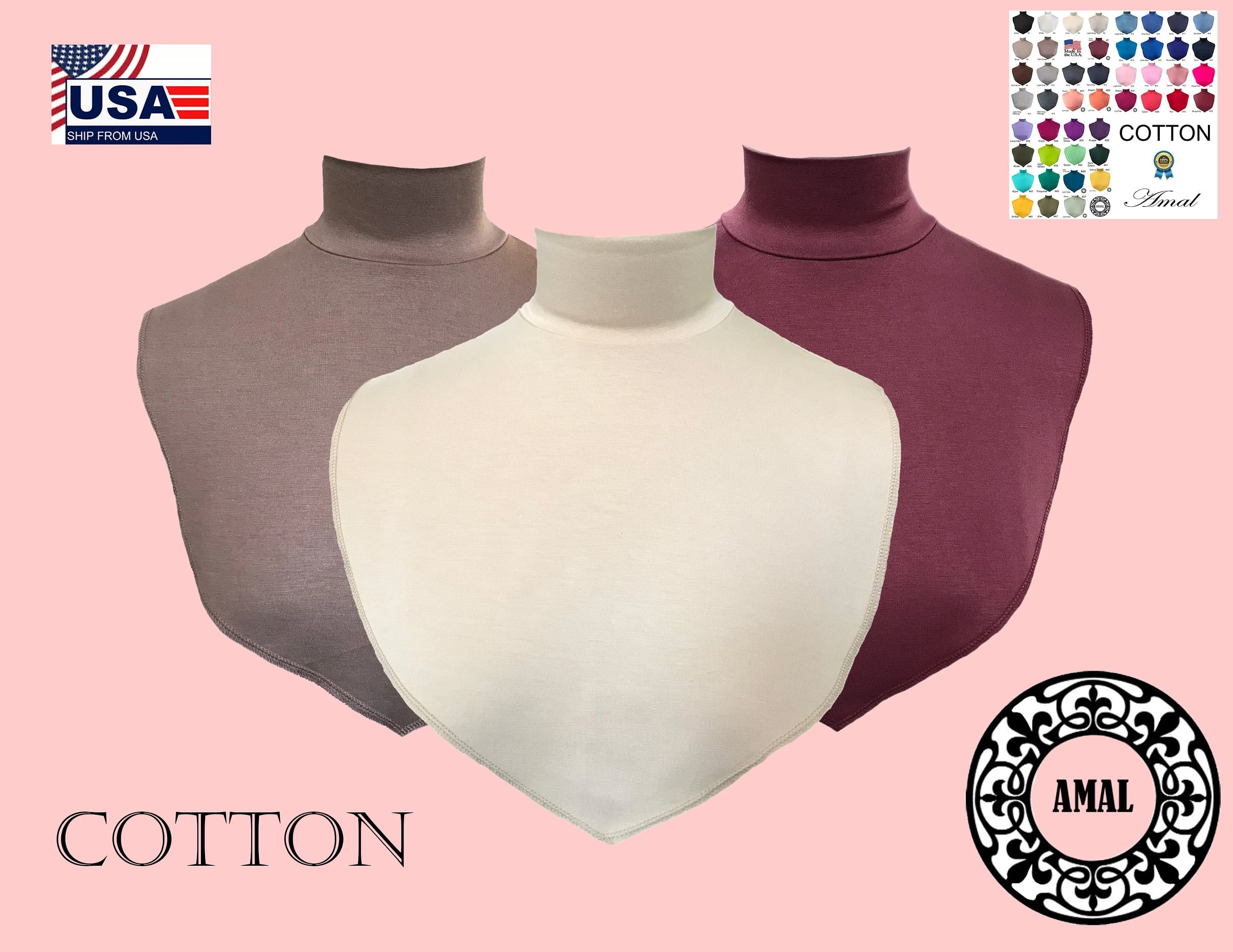 AMAL Muslim. COTTON Knit Fake Turtleneck Collar | Removable Knit Collar for Sweater, Dress or Cardigan | Soft High Neck Dickey. USA - image 5