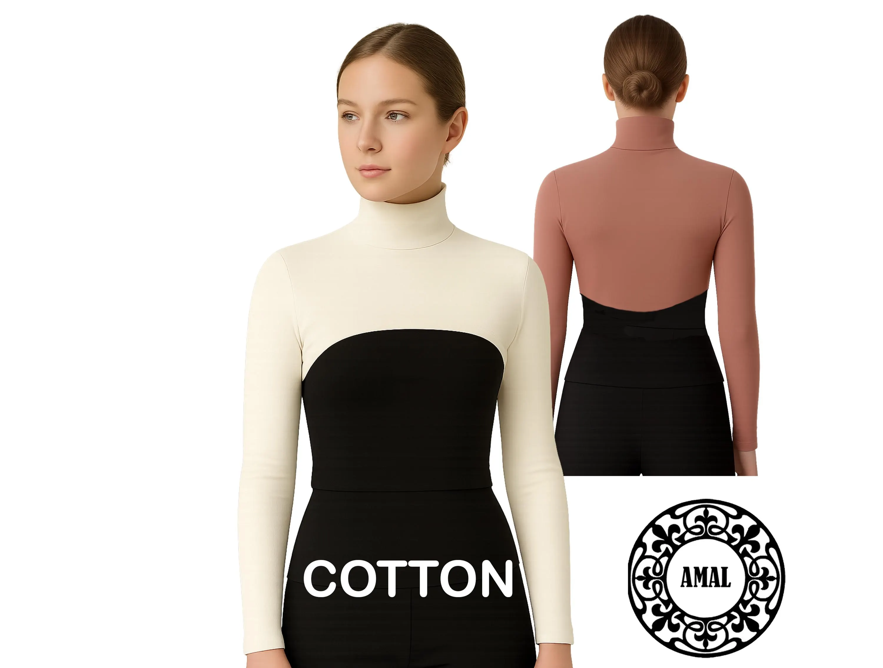 AMAL Muslim, COTTON Bolero Top with Neck, Long Sleeve Layering Shrug, Modest Muslim Cover-Up, USA