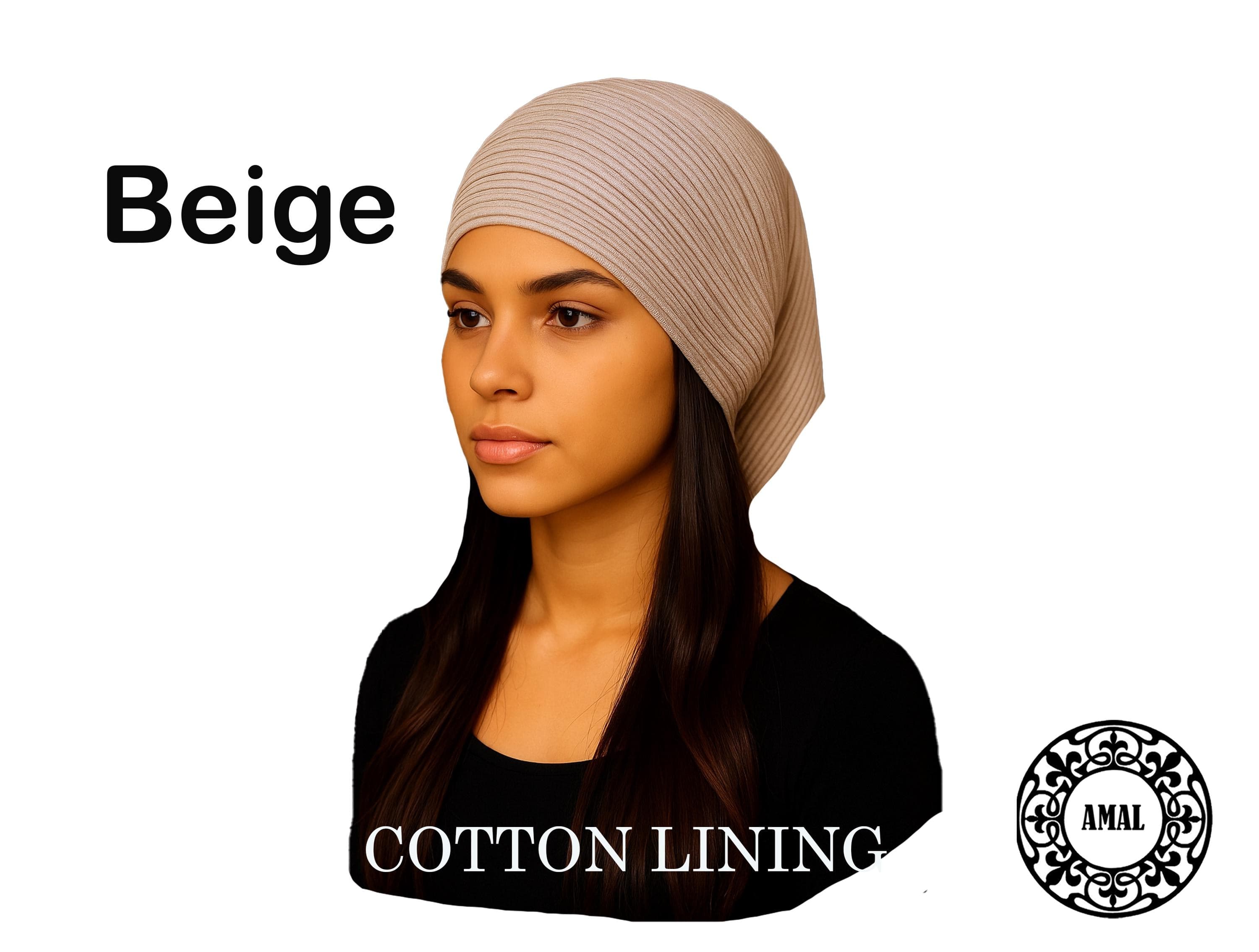AMAL Muslim. Pleated Turban Cap with Open Back & Elastic | Lightweight Lurex Shine Headwrap | Soft Cotton Lining, USA - image 2