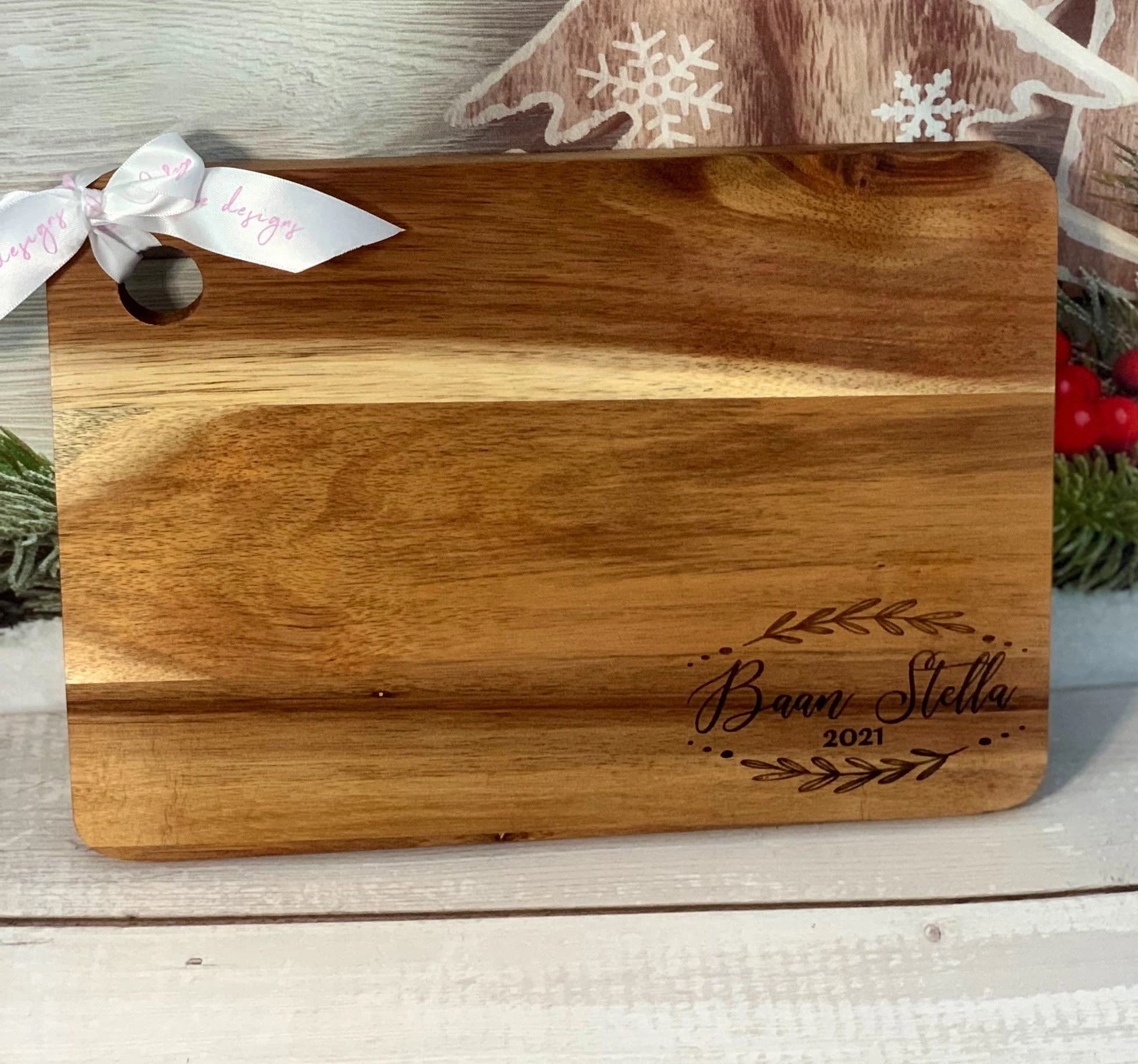 Engraved Acacia Wood Serving Board, Personalized Charcuterie Board - image 5