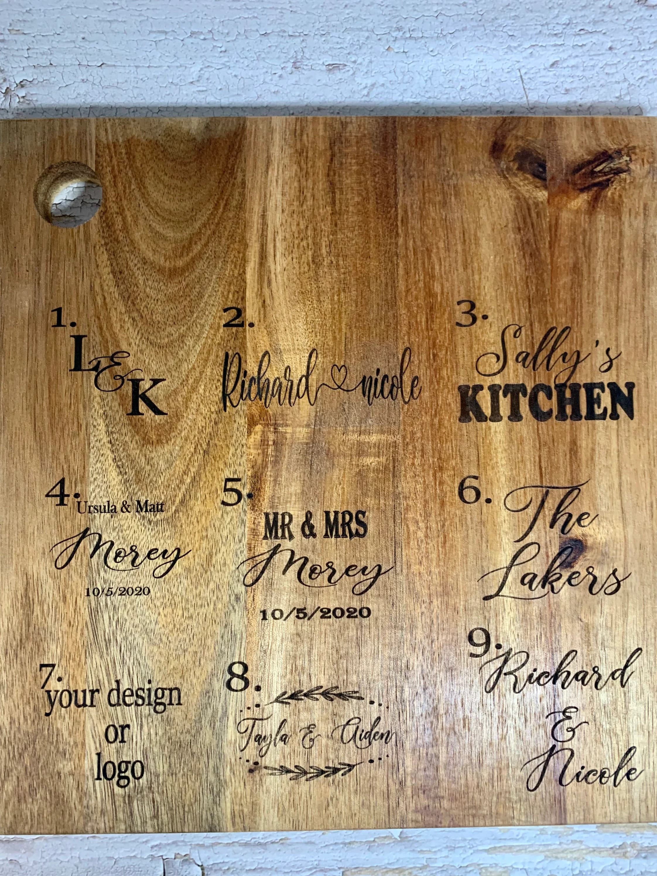 Engraved Acacia Wood Serving Board, Personalized Charcuterie Board - image 3