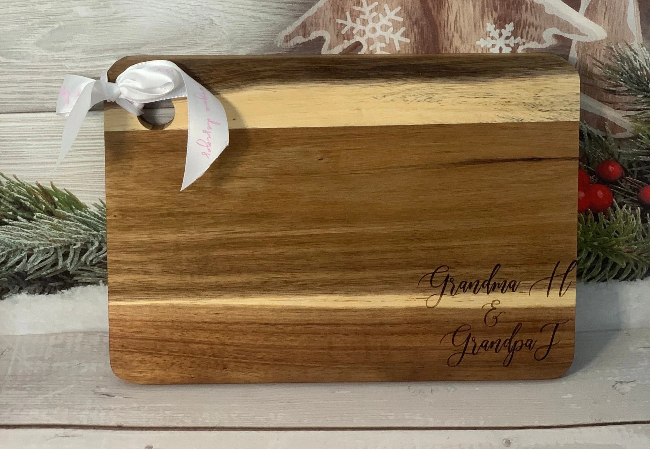 Engraved Acacia Wood Serving Board, Personalized Charcuterie Board - image 4