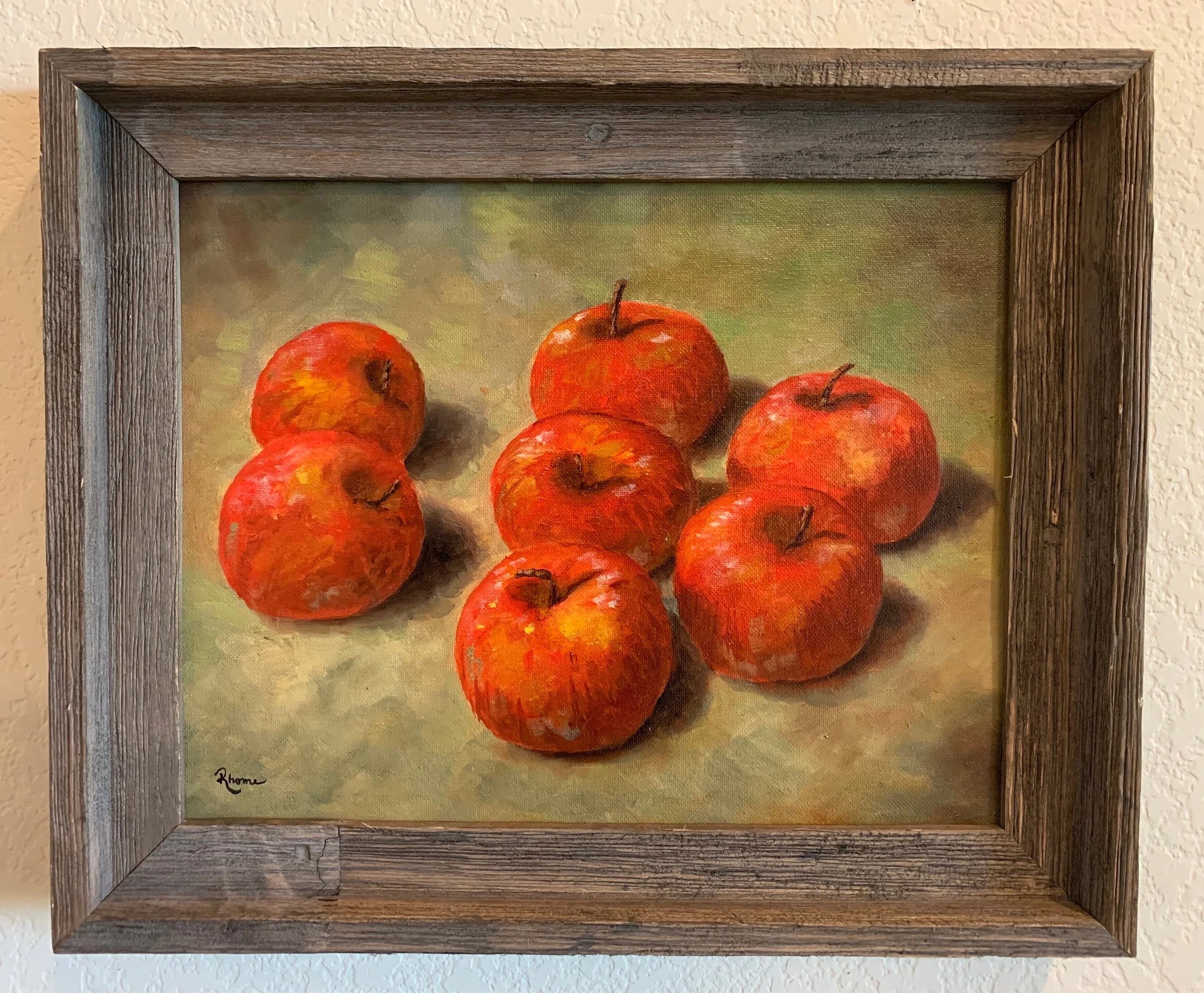 Seven Red Apples, Original Oil Painting on Canvas, Texas Still-life Art, United States of America, Rhome. - image 4