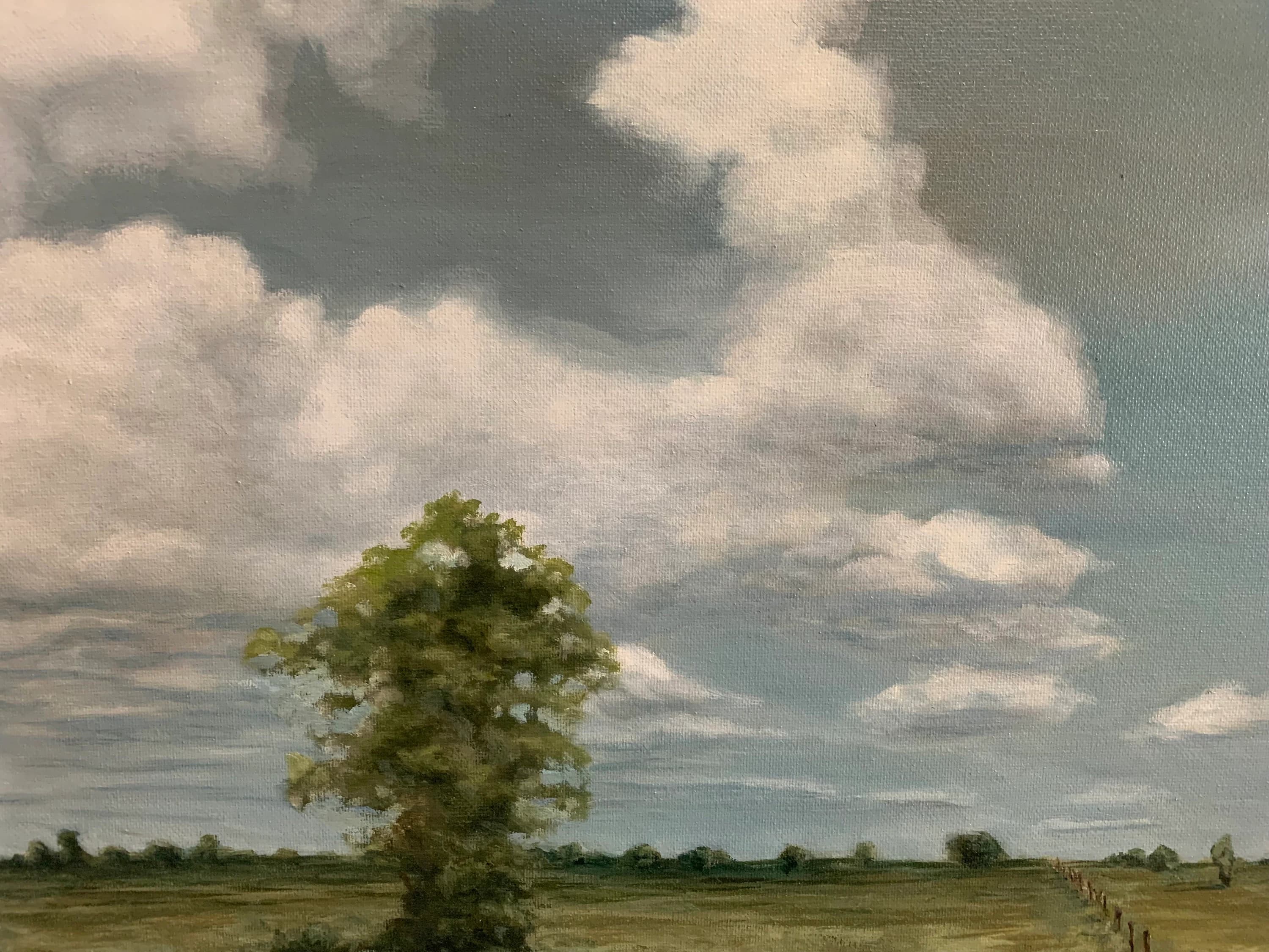 Tree And Country House, Original Oil Painting, Texas Landscape Art, USA, Rhome - image 4