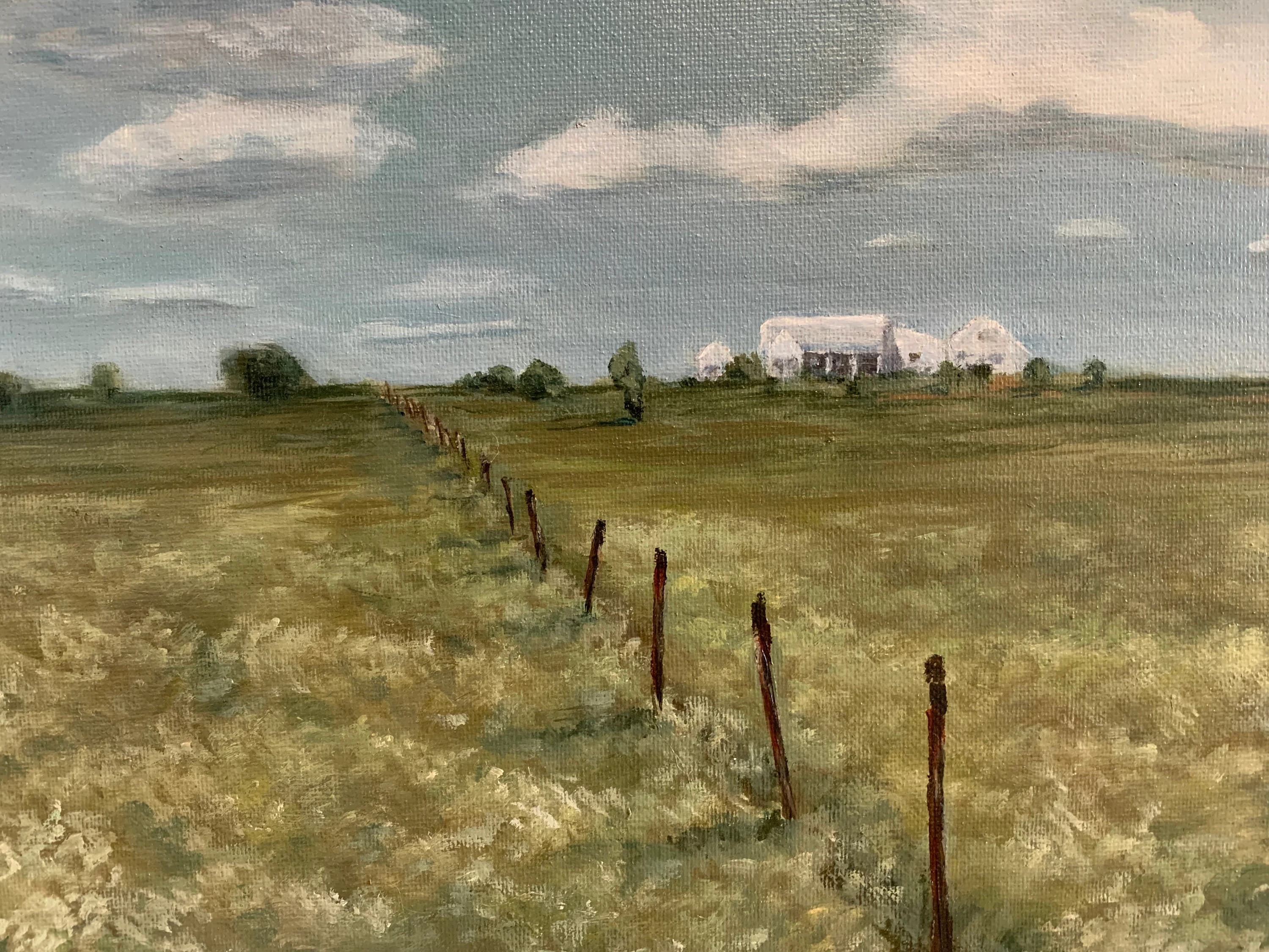 Tree And Country House, Original Oil Painting, Texas Landscape Art, USA, Rhome - image 3