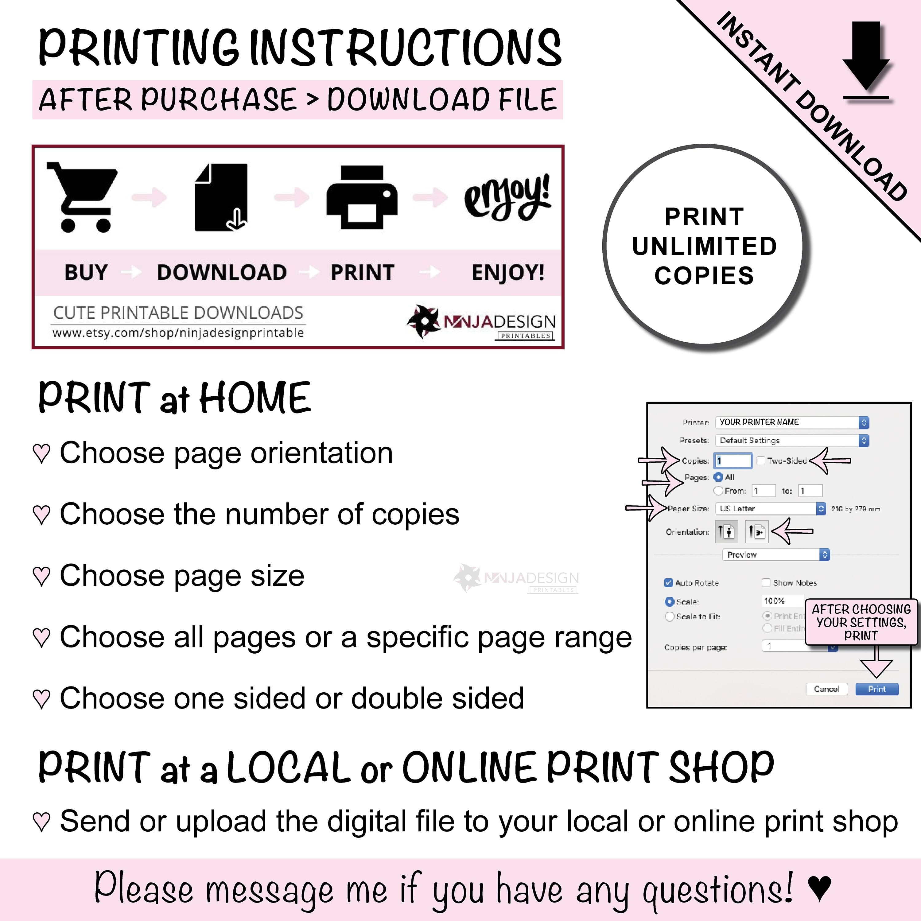 Sweatshirt Size Reference Chart Tracker Printable Printing Instructions
