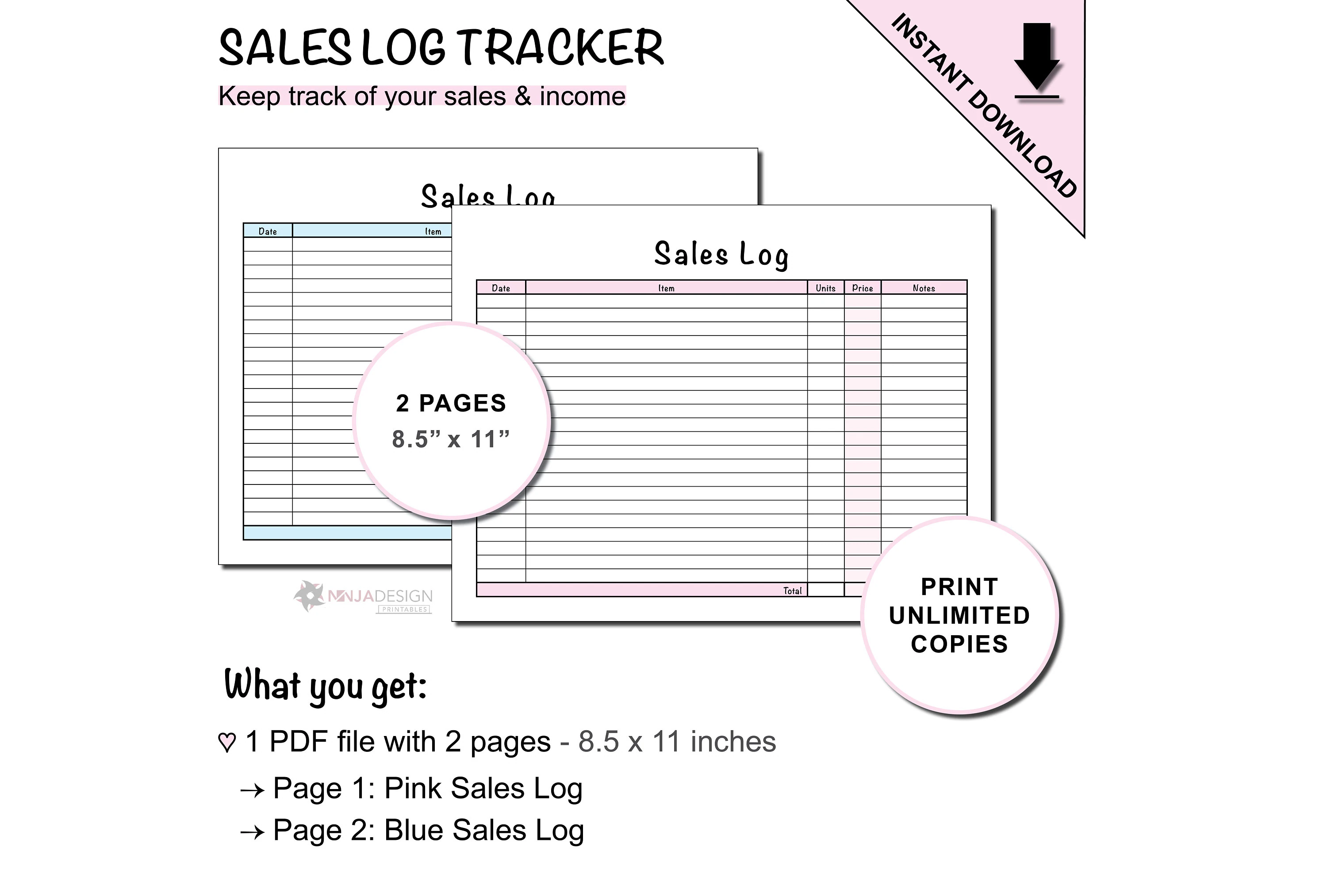 Printable Sales Log Tracker Sheet for Small Businesses