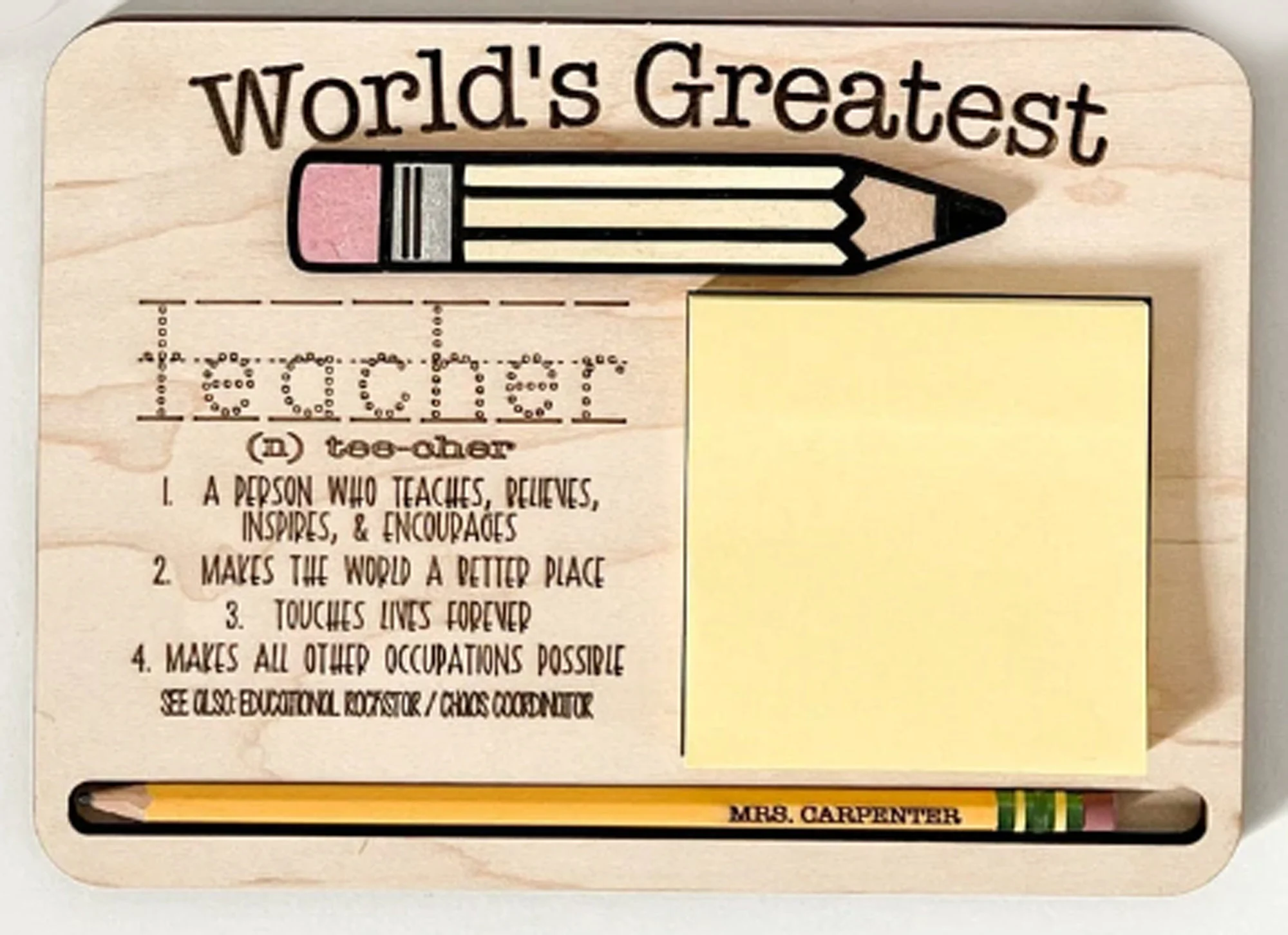 Customizable World's Greatest Teacher Definition Sticky Note Holder | Teacher Gift - image 3