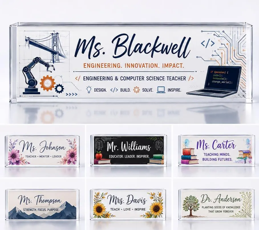 Custom Acrylic Desk Name Plate for Teachers and Professionals | Personalized Office Decor - image 3
