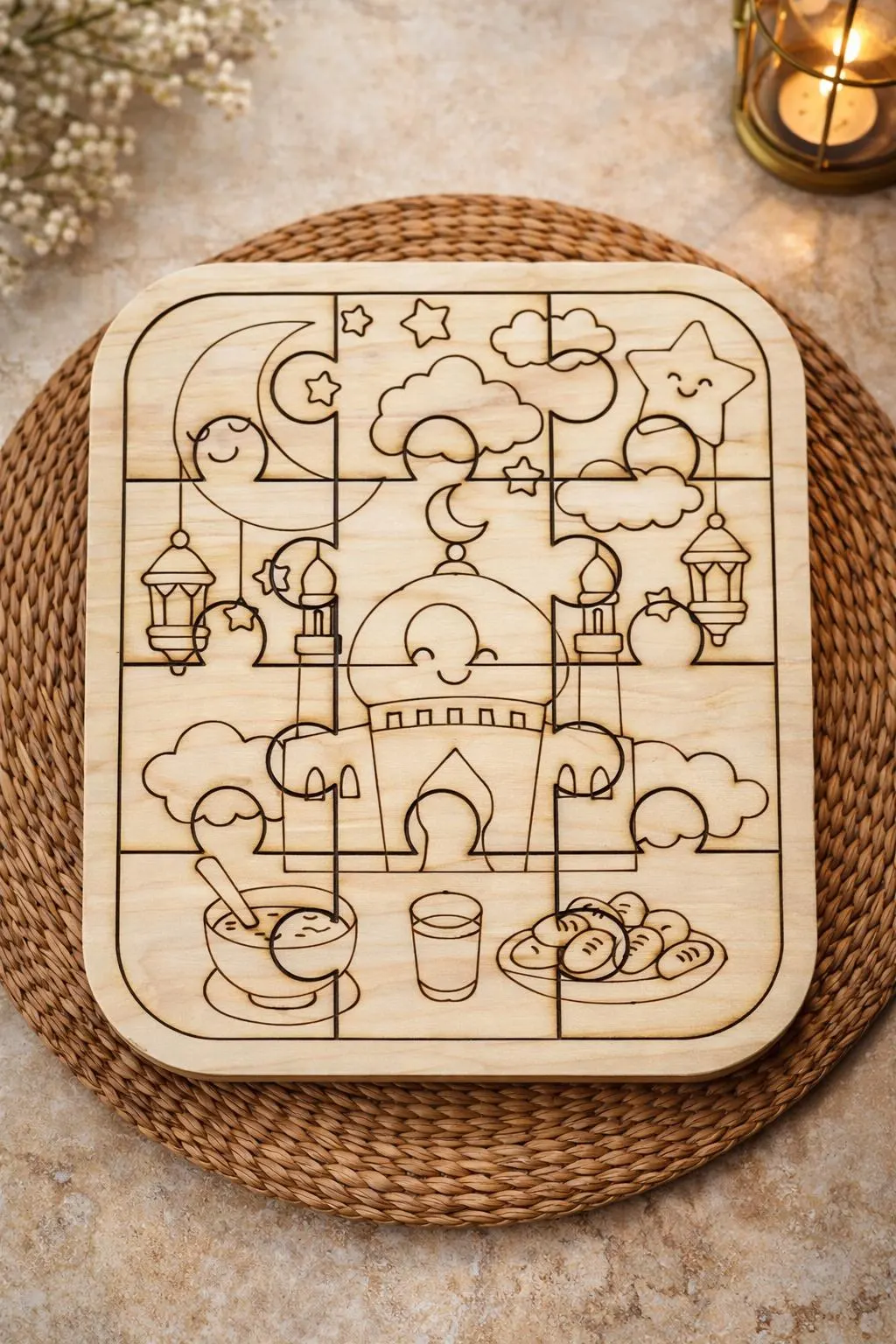 Ramadan & Eid Color Your Own Puzzle Set | Islamic Wooden Jigsaw Activities for Kids - image 5