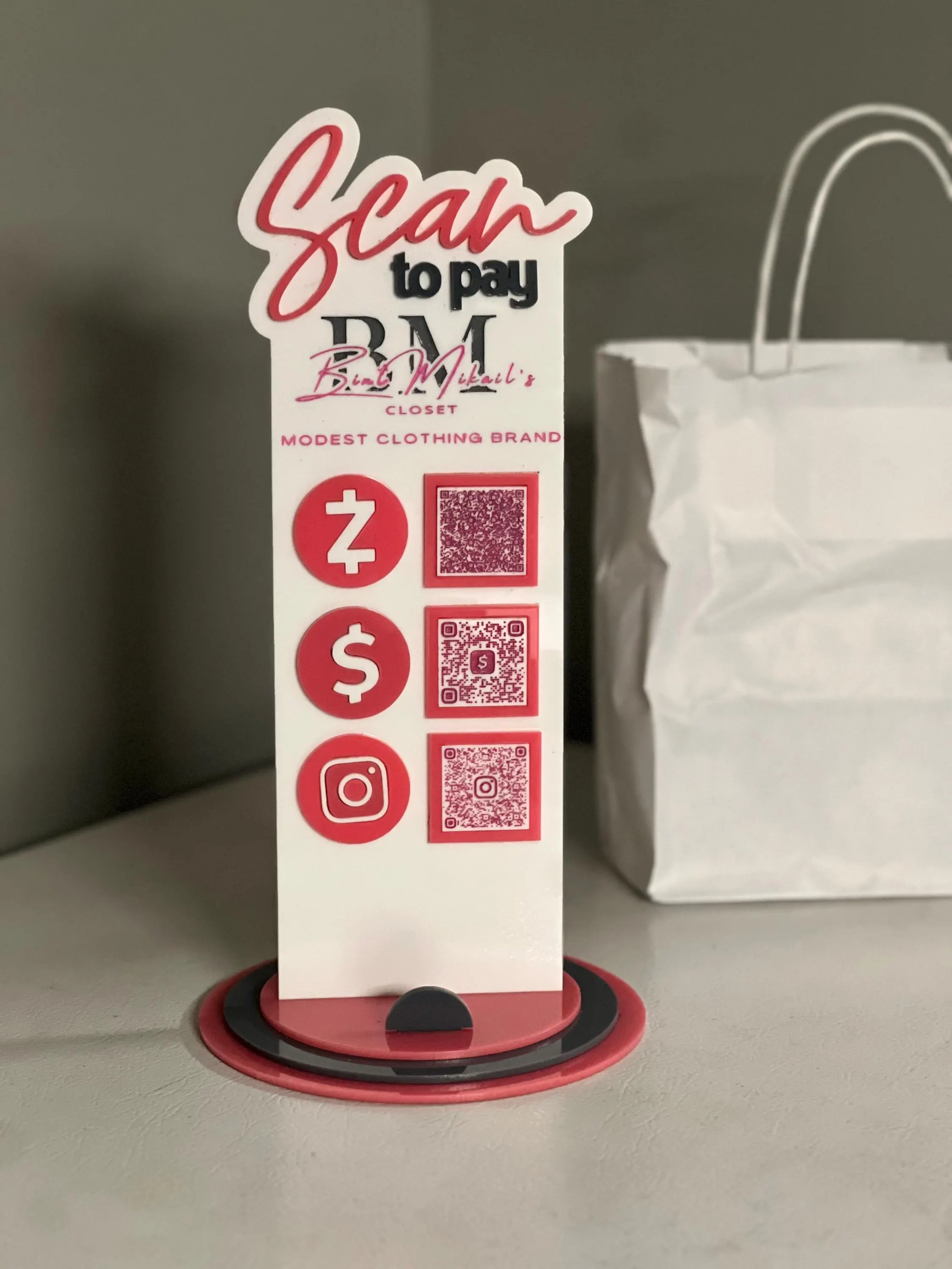 Custom Acrylic QR Code Sign: Scan to Pay/Socialize - 4x10" - image 3