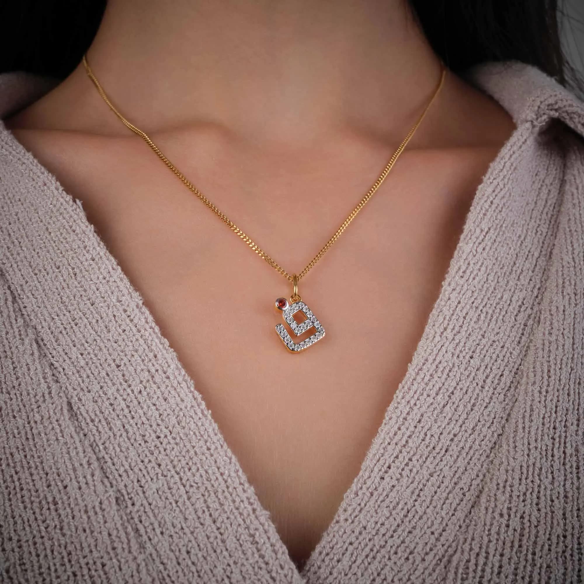 Diamond Arabic Letter necklace (18K Gold - 925 Silver) - image 5