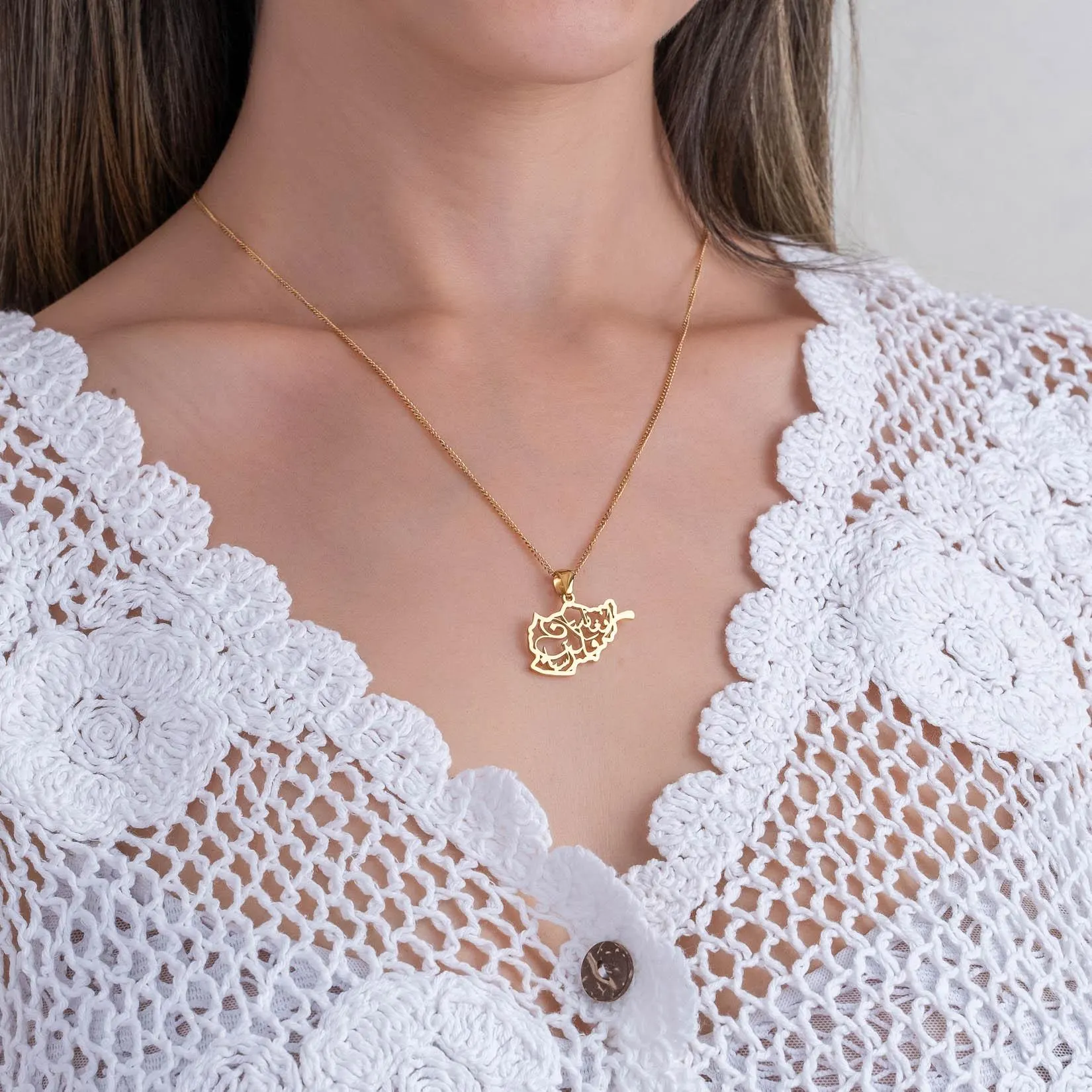 Afghanistan Map Necklace with Arabic Calligraphy (18K GOLD / SILVER) - image 3