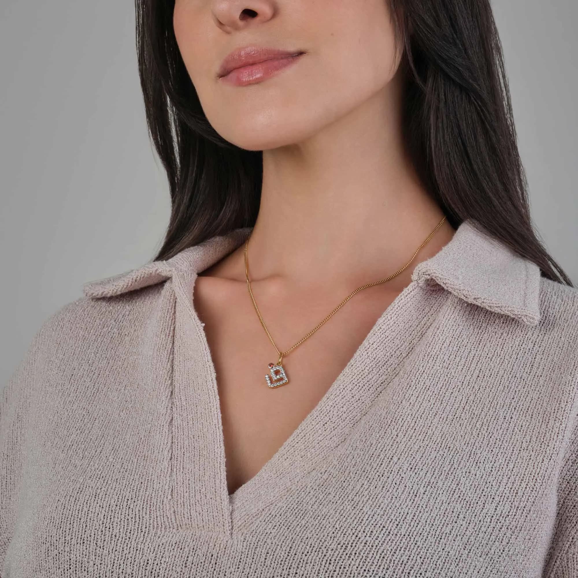 Diamond Arabic Letter necklace (18K Gold - 925 Silver) - image 4